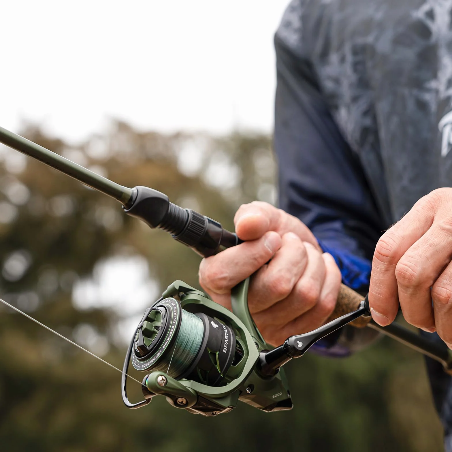 Spartacus II Spinning Fishing Reel Combo, 7'3" M, 3000 Reel, Braided Fishing Line, Low-Vis Gray, 20 LB, 327 Yds