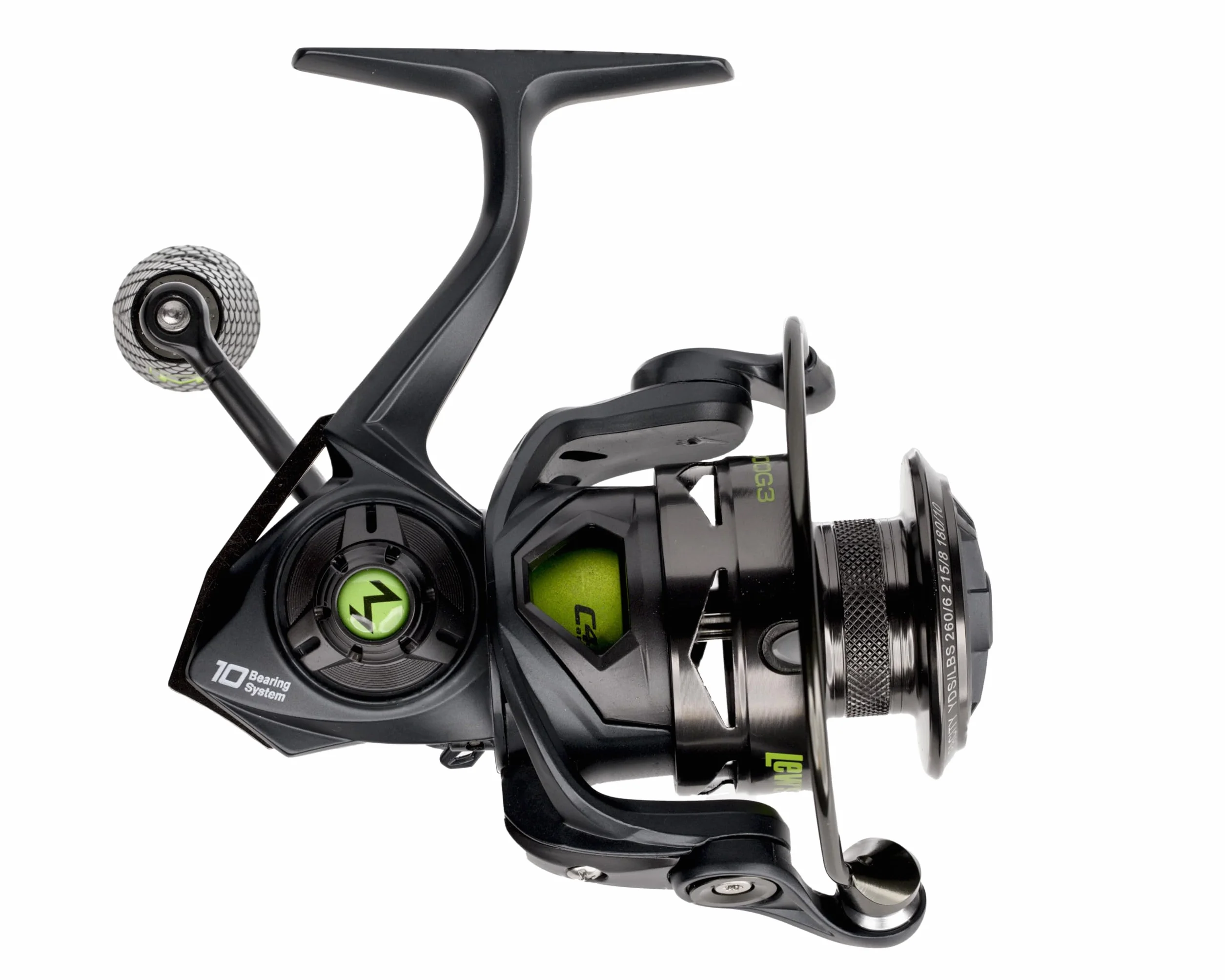 MACH 2 Spinning Fishing Reel, 6.2:1 Gear Ratio, Right or Left-Hand Retrieve, Aluminum Frame, Premium 10 Stainless Steel Ball Bearings, Black/Green