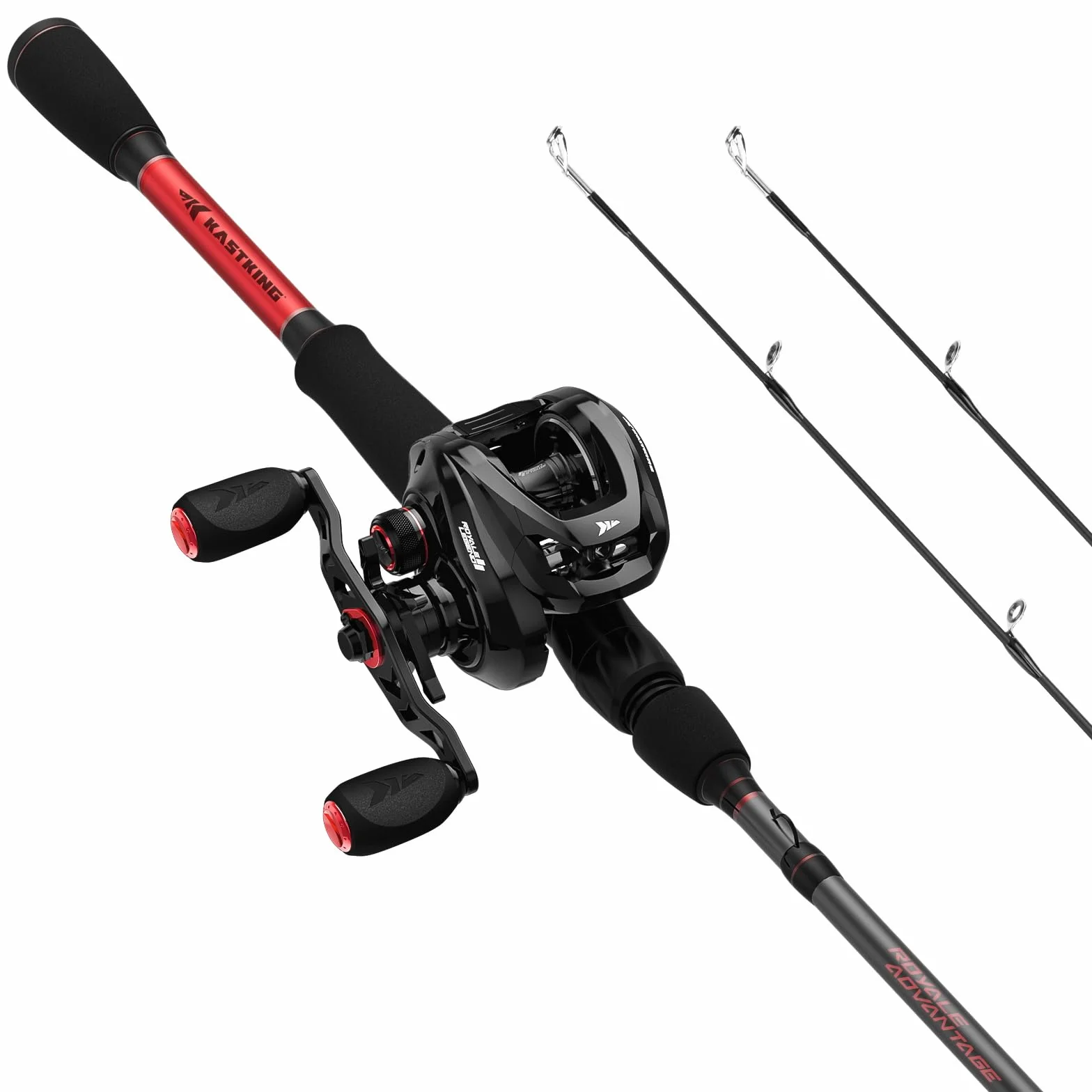 Twin Tip Fishing Rod and Reel Combo, 5.4:1 Gear Ratio, Right Hand Casting Reel, 7'0'' MH Power Casting Rod