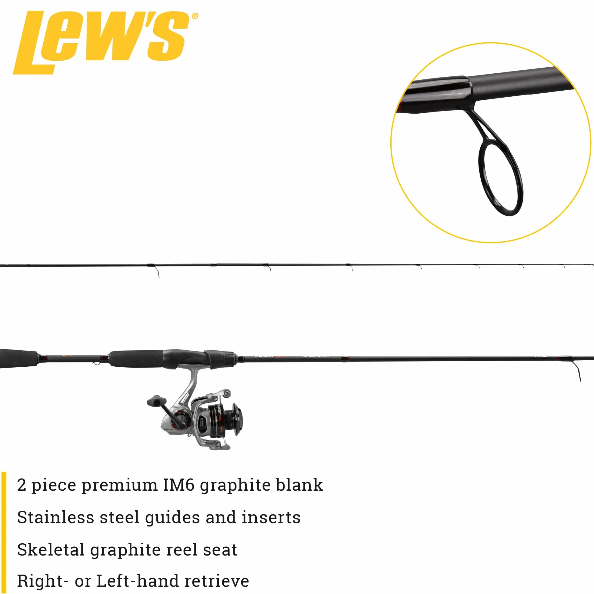 Laser SG Spinning Reel and Fishing Rod Combo, 6-ft, Size 200 Reel | 8-Bearing Reel with Zero Reverse Clutch & Premium IM6 Graphite Rod