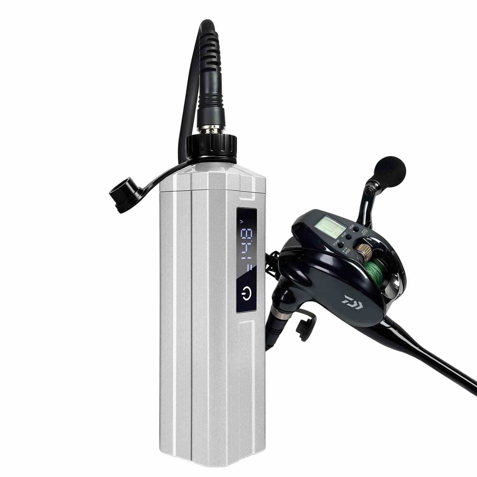 Super Mini Electric Fishing Reel Battery. Latest Model with Digital LED Display. Compatible with Electric reels.