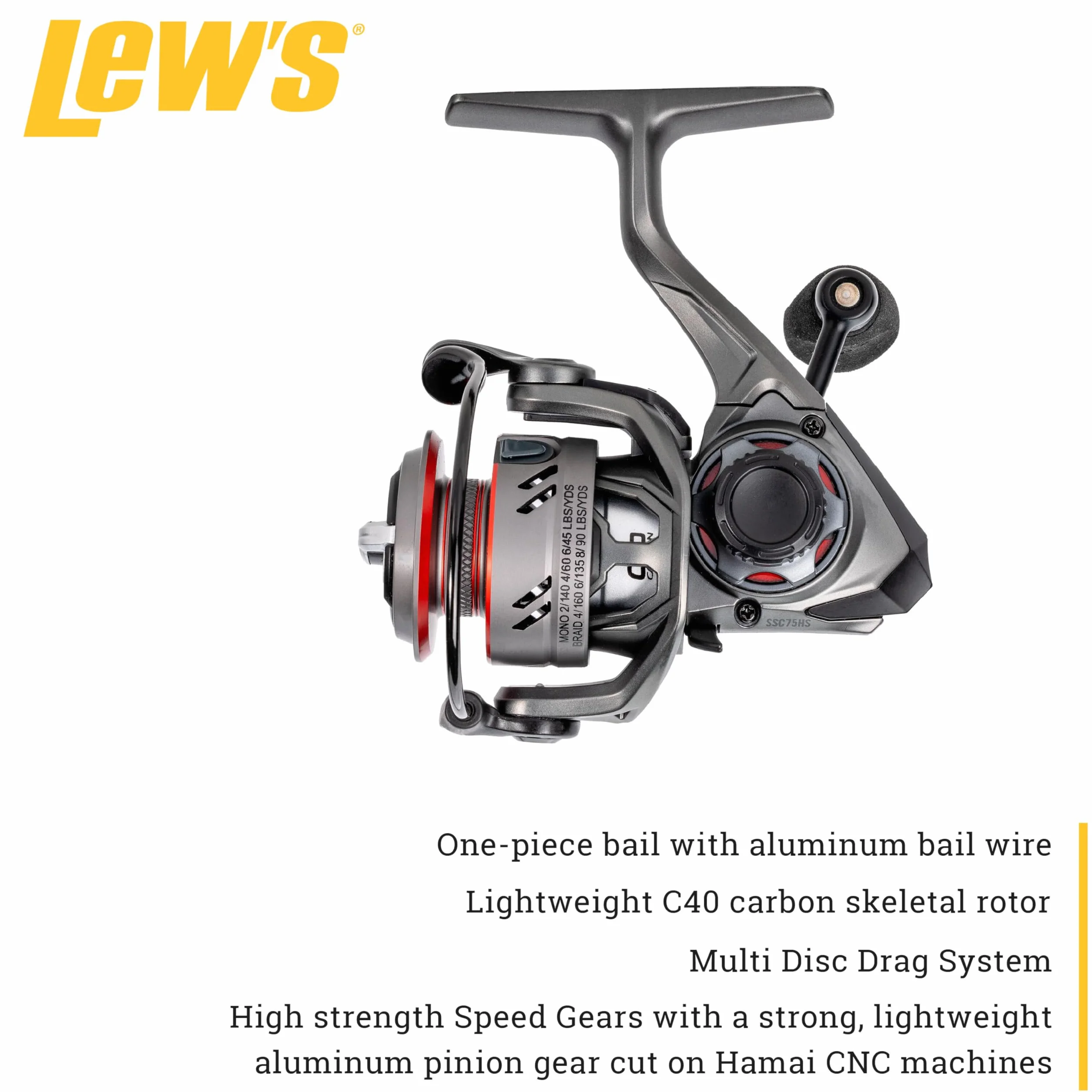 Speed Spin CRX Spinning Reel and Fishing Rod Combo, 5-Foot 6-Inch 1-Piece Rod, Ultra-Light Power, Fast Action, Size 75 Reel, 9+1 Bearings, 5.2:1 Gear Ratio, Speed Gears, Gray/Black/Red