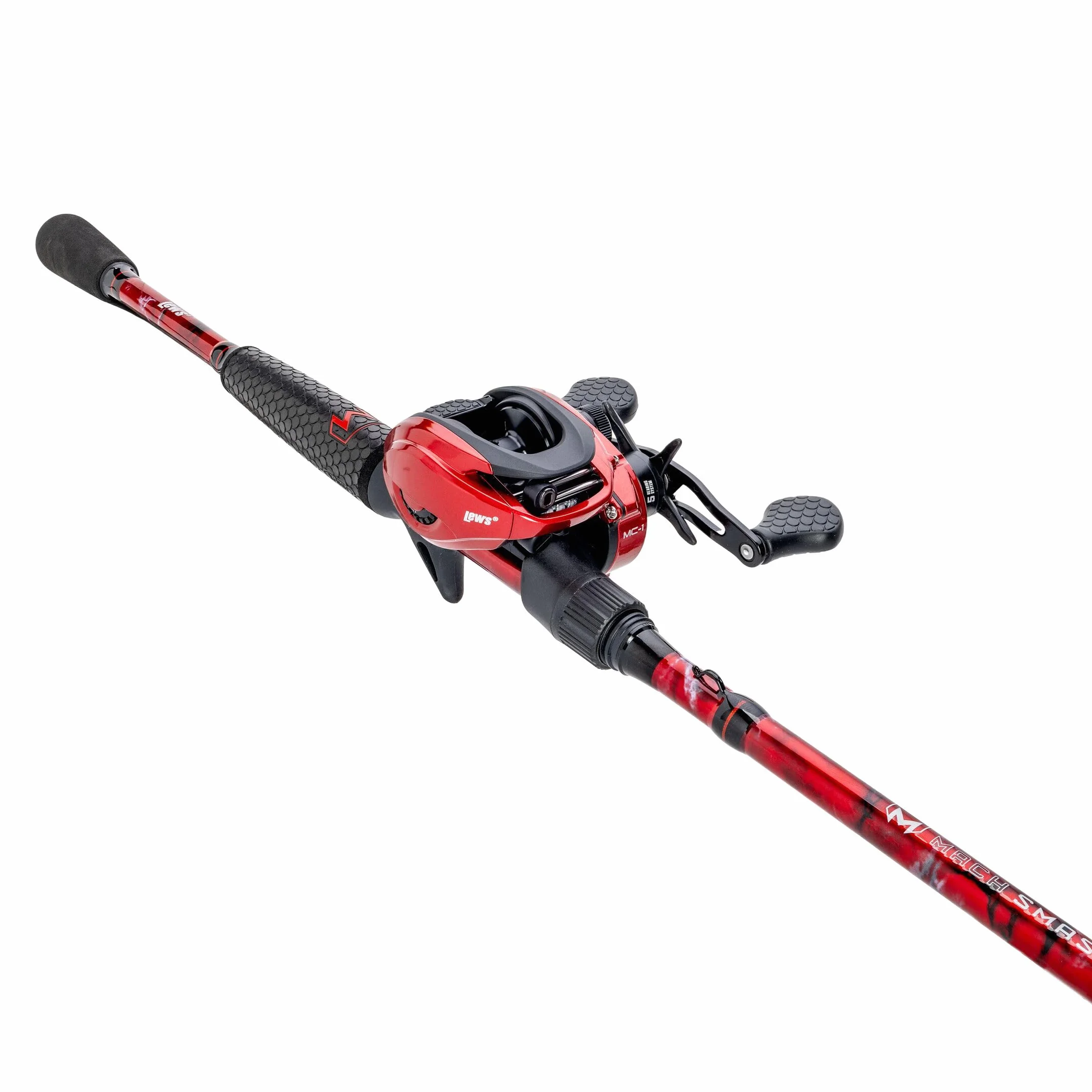 MACH Smash Baitcast Reel & Fishing Rod Combo, 7-Foot, 1-Piece Rod, LH Retrieve Reel