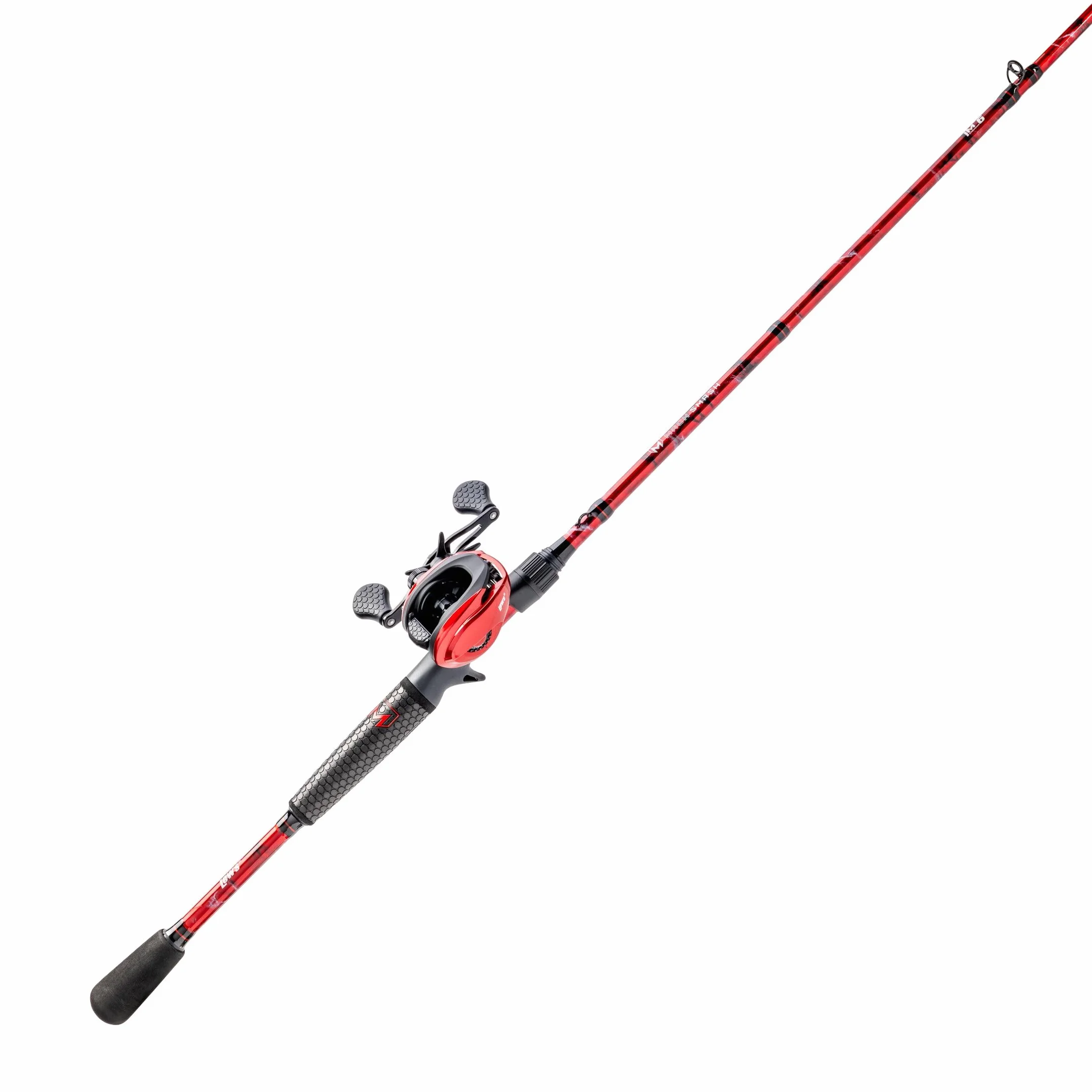 MACH Smash Baitcast Reel & Fishing Rod Combo, 7-Foot 3-Inch, 1-Piece Rod, LH Retrieve Reel