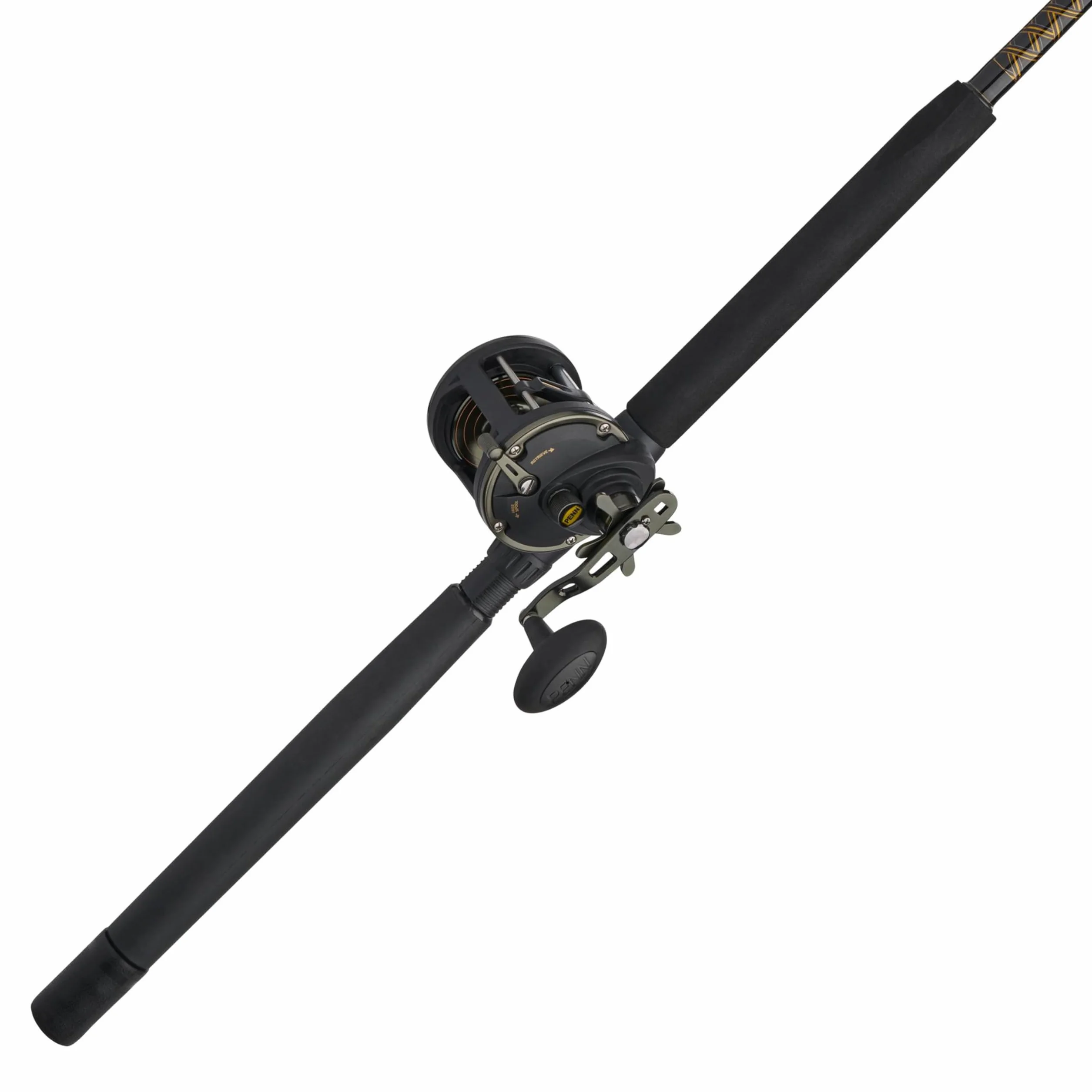6'6" Squall II Level Wind Saltwater Rod and Reel Fishing Combo, 1-Piece Fishing Rod, Black/Gold