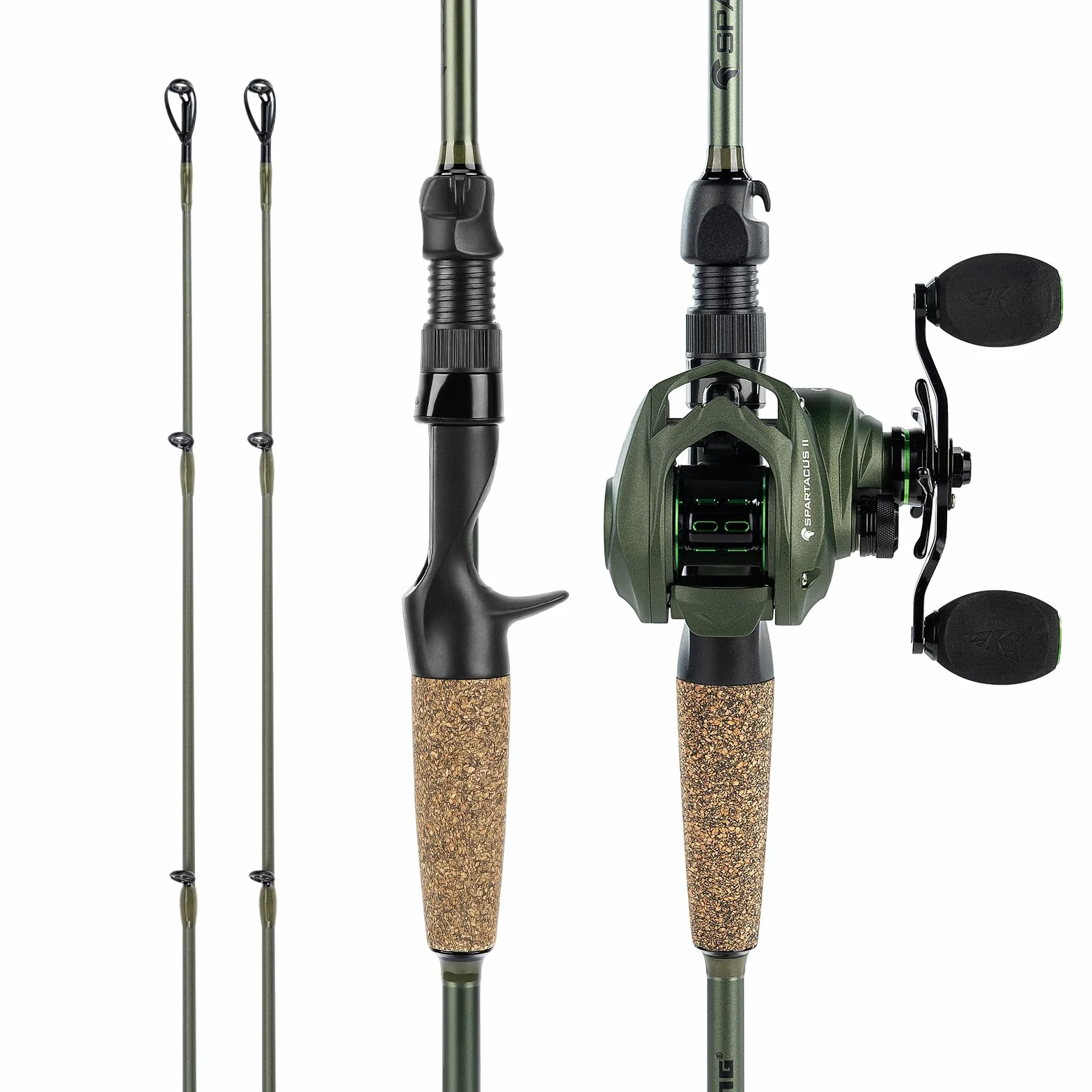 Spartacus II Baitcasting Fishing Reel Combo,7'1" MH,Right Handed Reel, Braided Fishing Line,Low-Vis Gray,20 LB,327 Yds