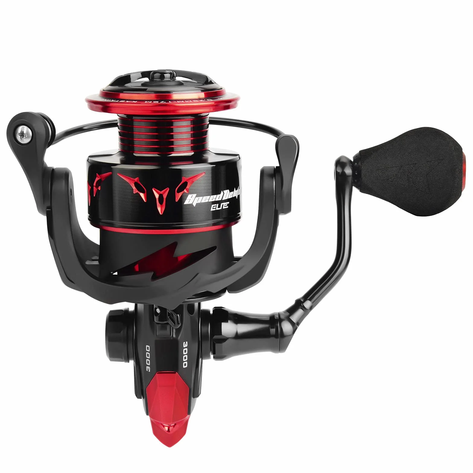 Speed Demon Elite Spinning Fishing Reel, Saltwater & Freshwater | Max Drag: 17.6 lb, 10+1 MaxiDur Double BB, 8.7 oz, World's Fastest 7.4:1 Gear Ratio, Lightweight Aluminum Body