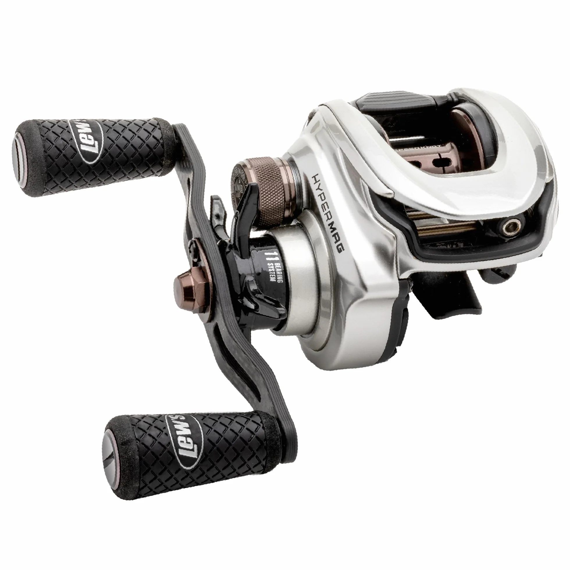 Team HyperMag Baitcast Fishing Reel, 10+1 Double Shielded Bearings, 7.5:1 Gear Ratio, One-Piece Magnesium Frame, Carbon Fiber Drag, Right-Hand Retrieve, Silver