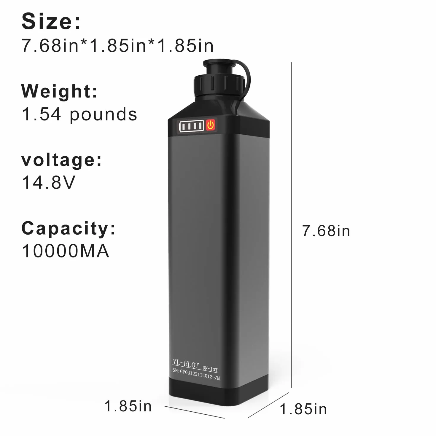 Super Mini 14.8V 10000 mAh Electric Reel Battery. Aluminum Alloy Rustproof Case. Compatible with Electric Fishing Reels. High Performance and Reliable Power Supply