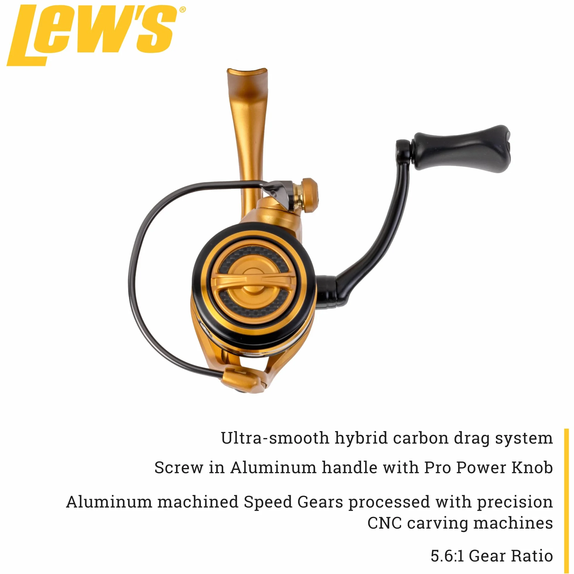 Custom Pro 100 Spinning Reel, Size 100 Reel, 10+1 Bearings, 5.2:1 Gear Ratio, Aluminum Frame and Sideplate, Aluminum Speed Gears