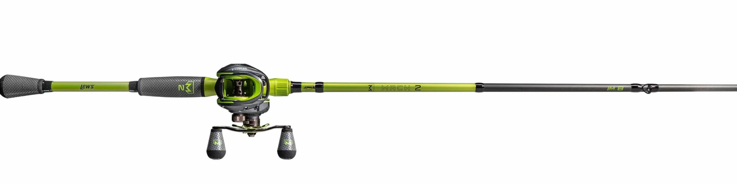 MACH 2 Baitcast Reel and Fishing Rod Combo, Graphite Blank Fishing Rod, Dri-Tac Ultra Handle, Black/Green