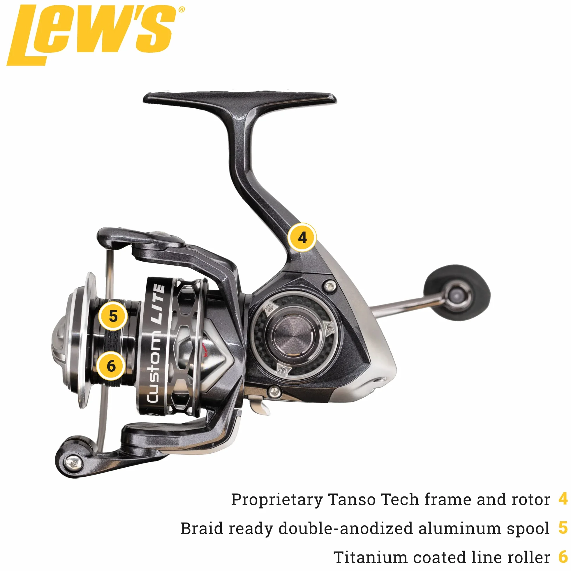 Custom Lite Spinning Fishing Reel, 10+1 Stainless Steel Ball Bearings, Right or Left-Hand Retrieve, Carbon Grey