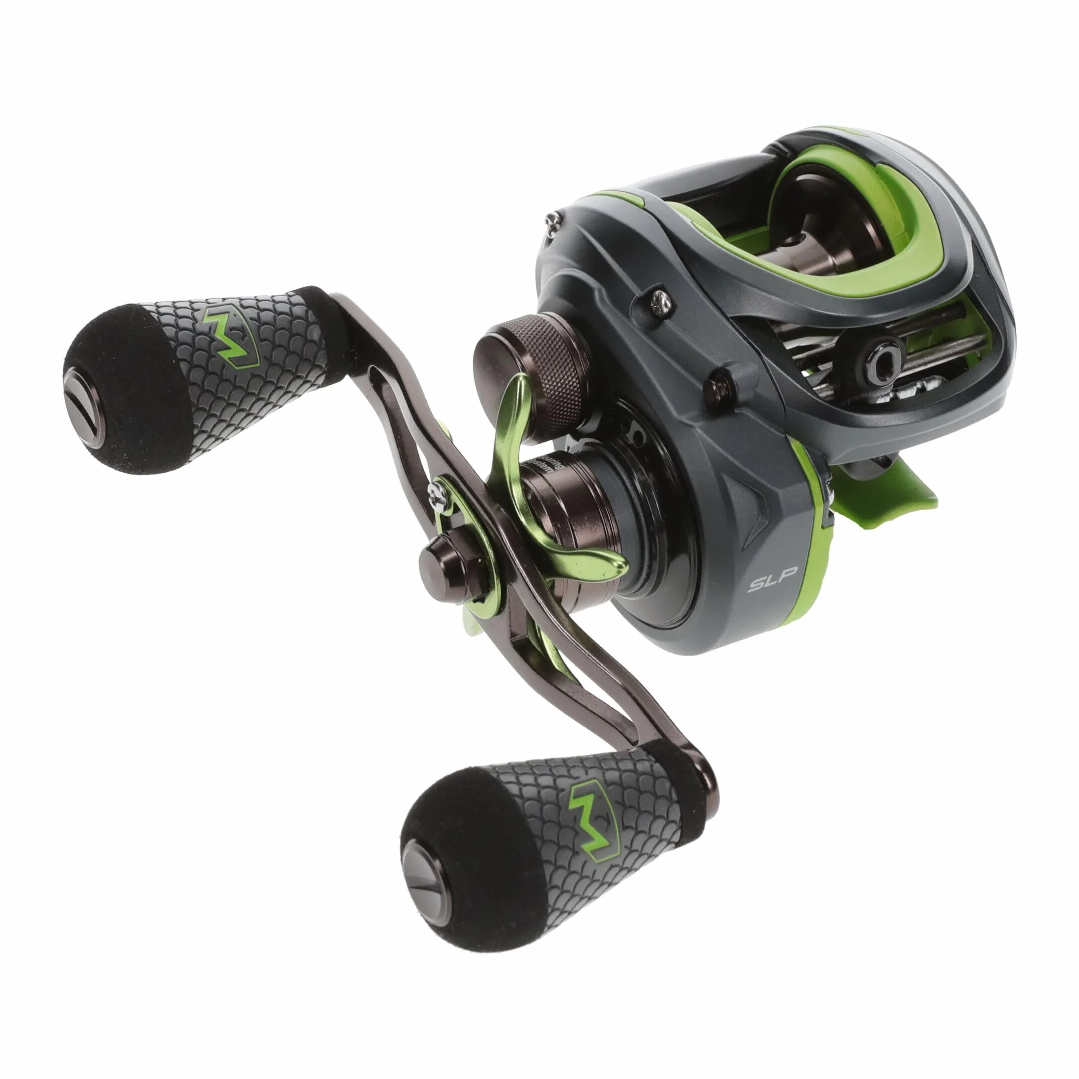 MACH 2 Baitcast Fishing Reel, 7.5:1 Gear Ratio, Graphite Frame, Premium 10 Stainless Steel Ball Bearings, Black/Green