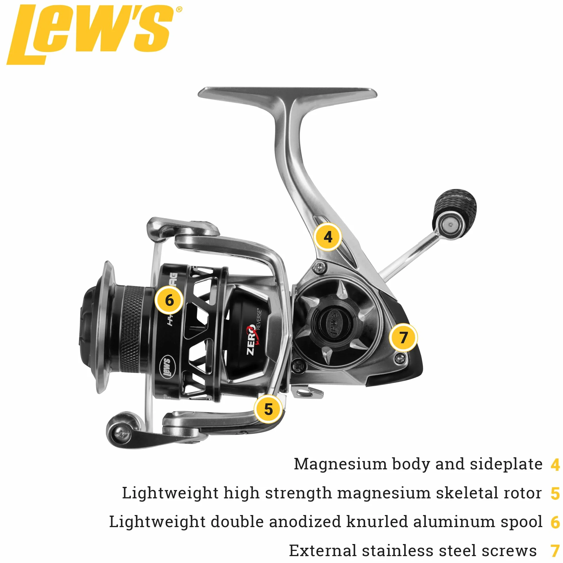 HyperMag Spinning Fishing Reel, 6.2:1 Gear Ratio, Right or Left-Hand Retrieve, Magnesium Frame, Premium 11 Stainless Steel Ball Bearings