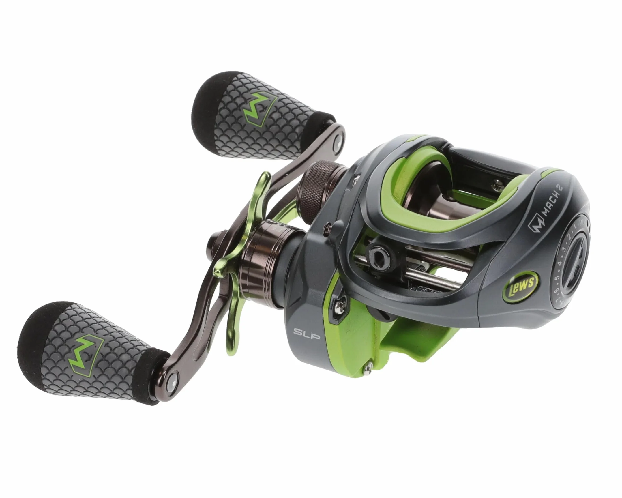 MACH 2 Baitcast Fishing Reel, 7.5:1 Gear Ratio, Graphite Frame, Premium 10 Stainless Steel Ball Bearings, Black/Green