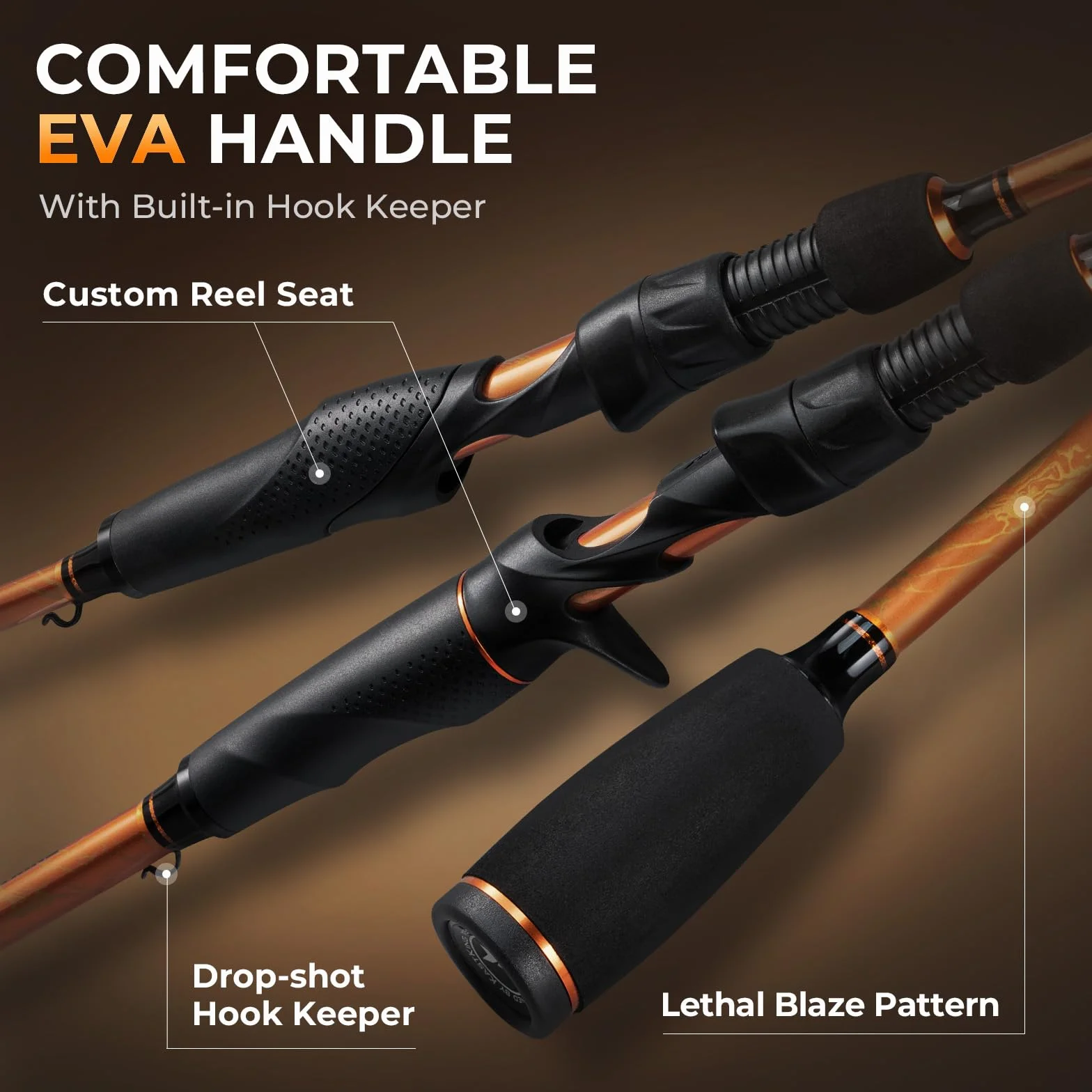 Lethal Blaze Twin-Tip Fishing Rod and Reel Combo | Baitcaster & Spinning Combo, 2-Piece Rod Blanks, Backup Tip Section, Flame-Inspired Design, EVA Handle, Freshwater