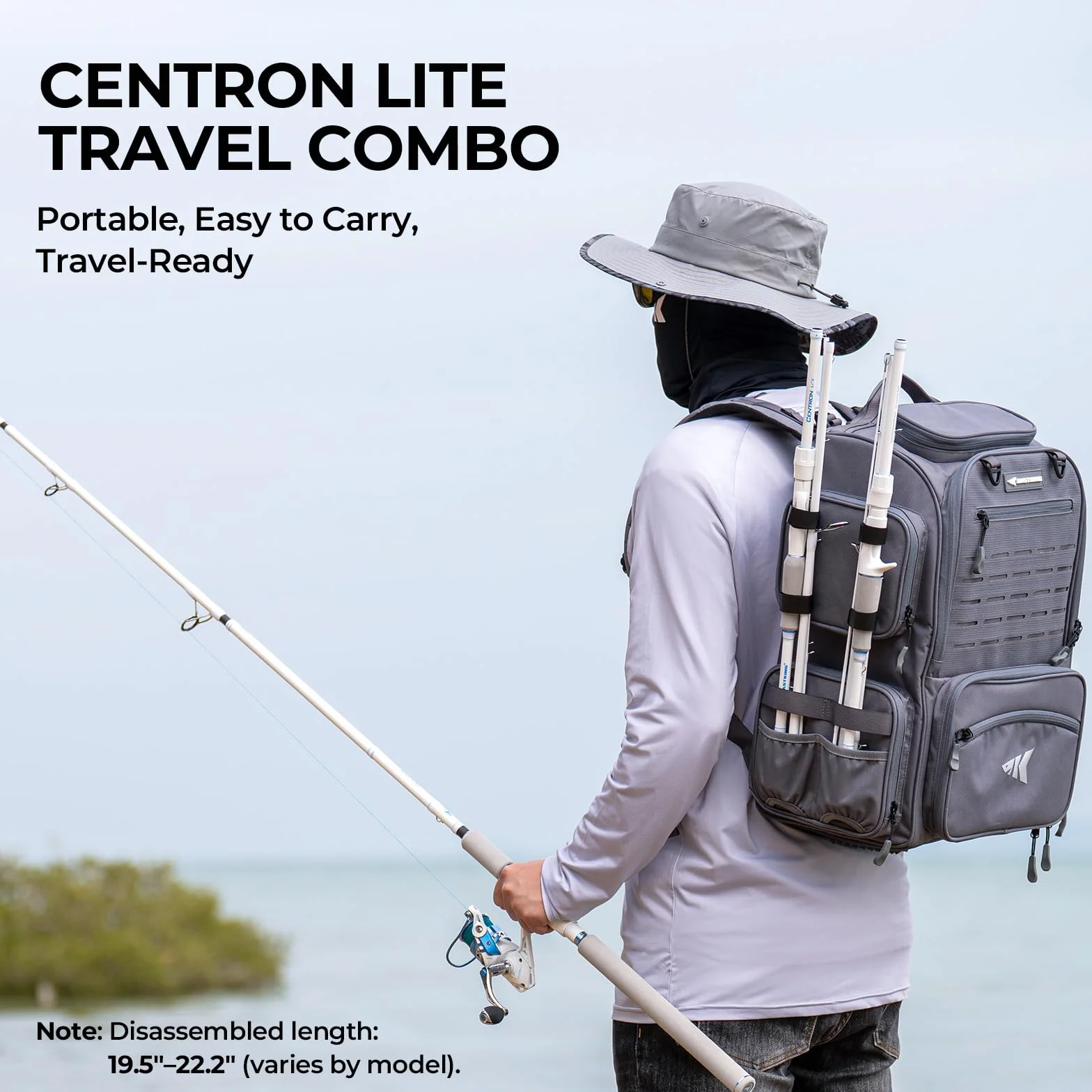 Centron Lite Travel Fishing Rod and Reel Combo, Packable Twin-Tip | Baitcaster & Spinning Combo, Multi-Piece Portable Design+ Extra Tip, Lightweight IM6 Graphite, Ideal for Bass & Trout Fishing