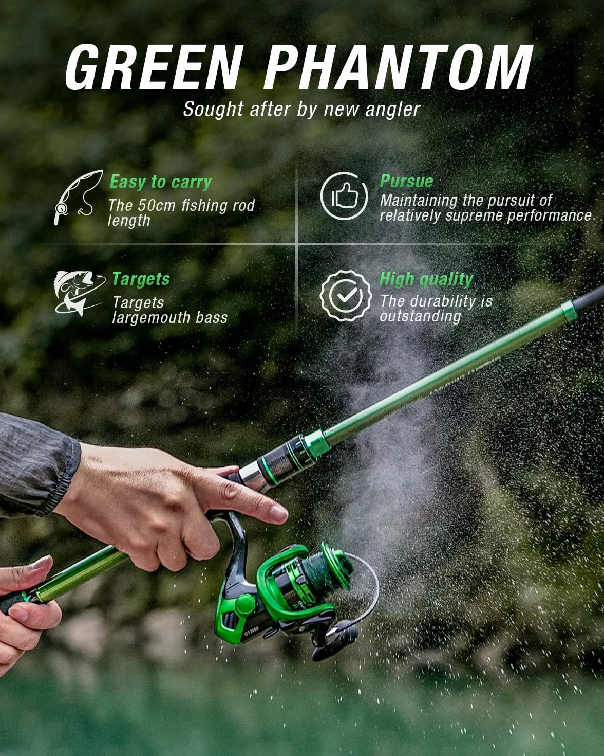 Telescopic Fishing Rod and Reel Combo,Spinning Travel Kit | Graphite Telescopic Fishing Rod,Collapsible Fishing Pole with Spinning Reel,Portable Travel Combo for Freshwater Saltwater
