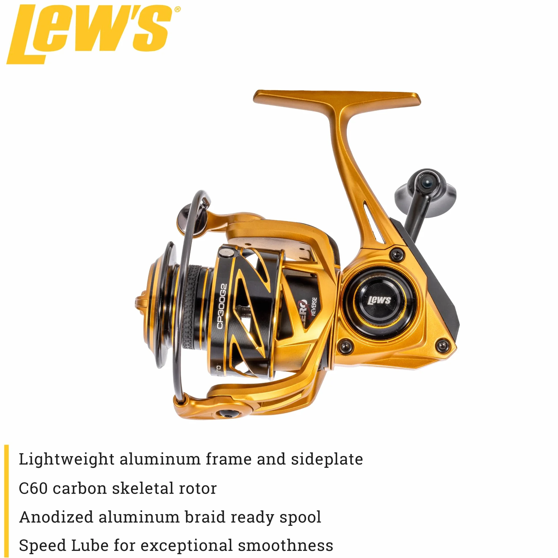 Custom Pro 300 Spinning Reel, Size 300 Reel, 10+1 Bearings, 6.2:1 Gear Ratio, Aluminum Frame and Sideplate, Aluminum Speed Gears