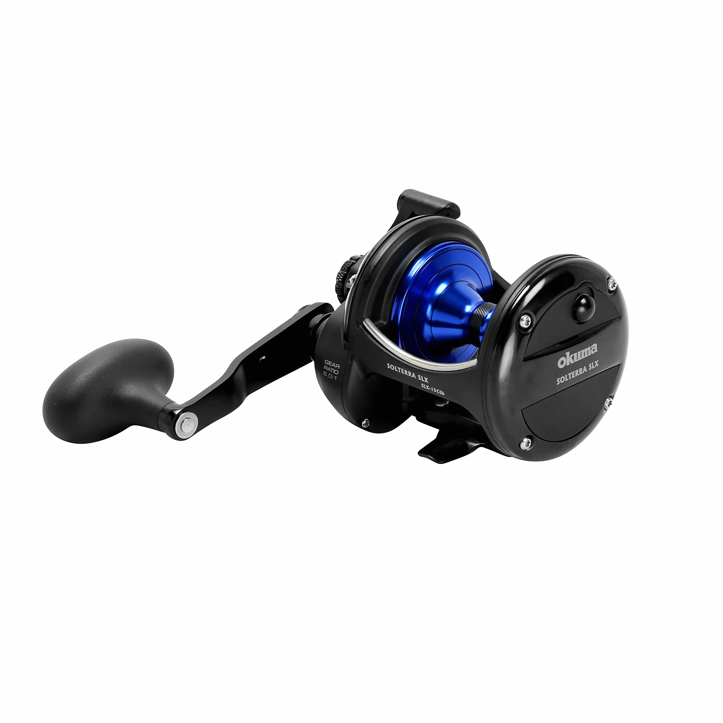 Solterra SLX High Speed Open Top Frame Lever Drag Saltwater Trolling Reel, SLX-15CSb, 410yds-25lb, Black