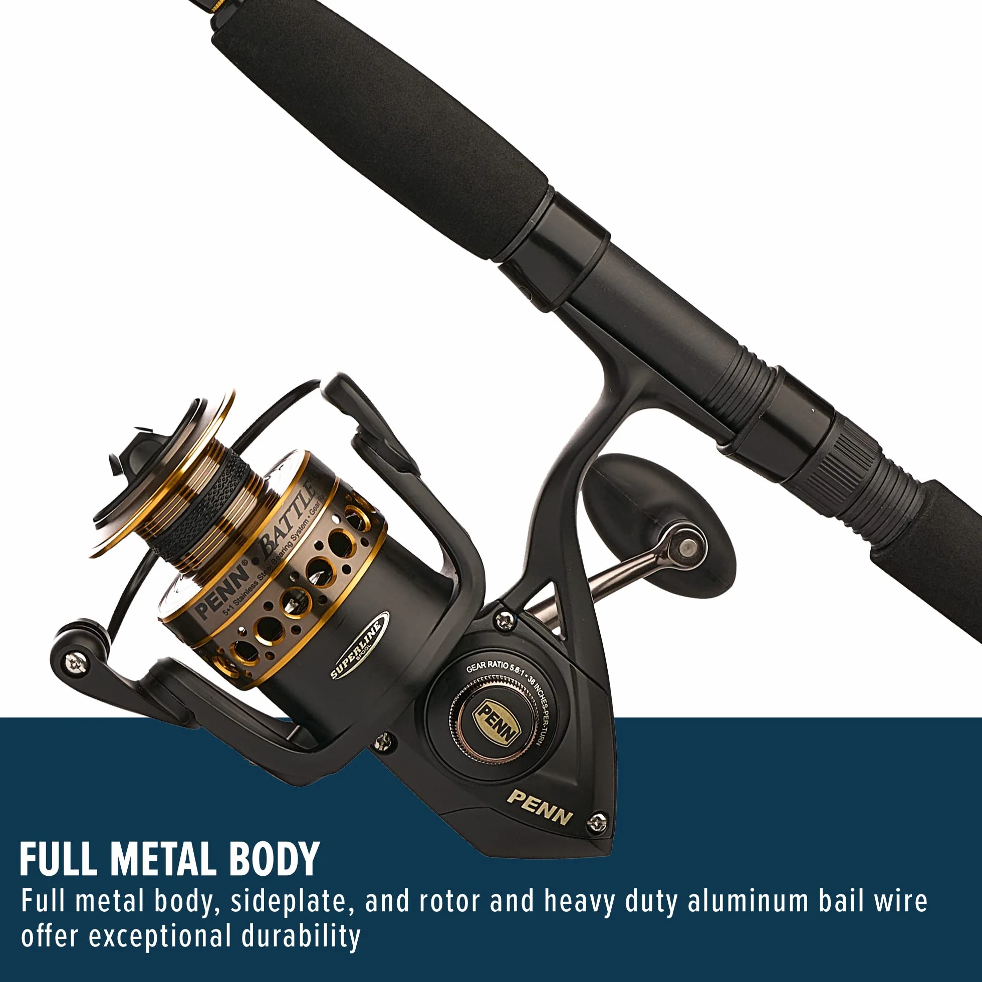 Battle Spinning Reel and Fishing Rod Combo