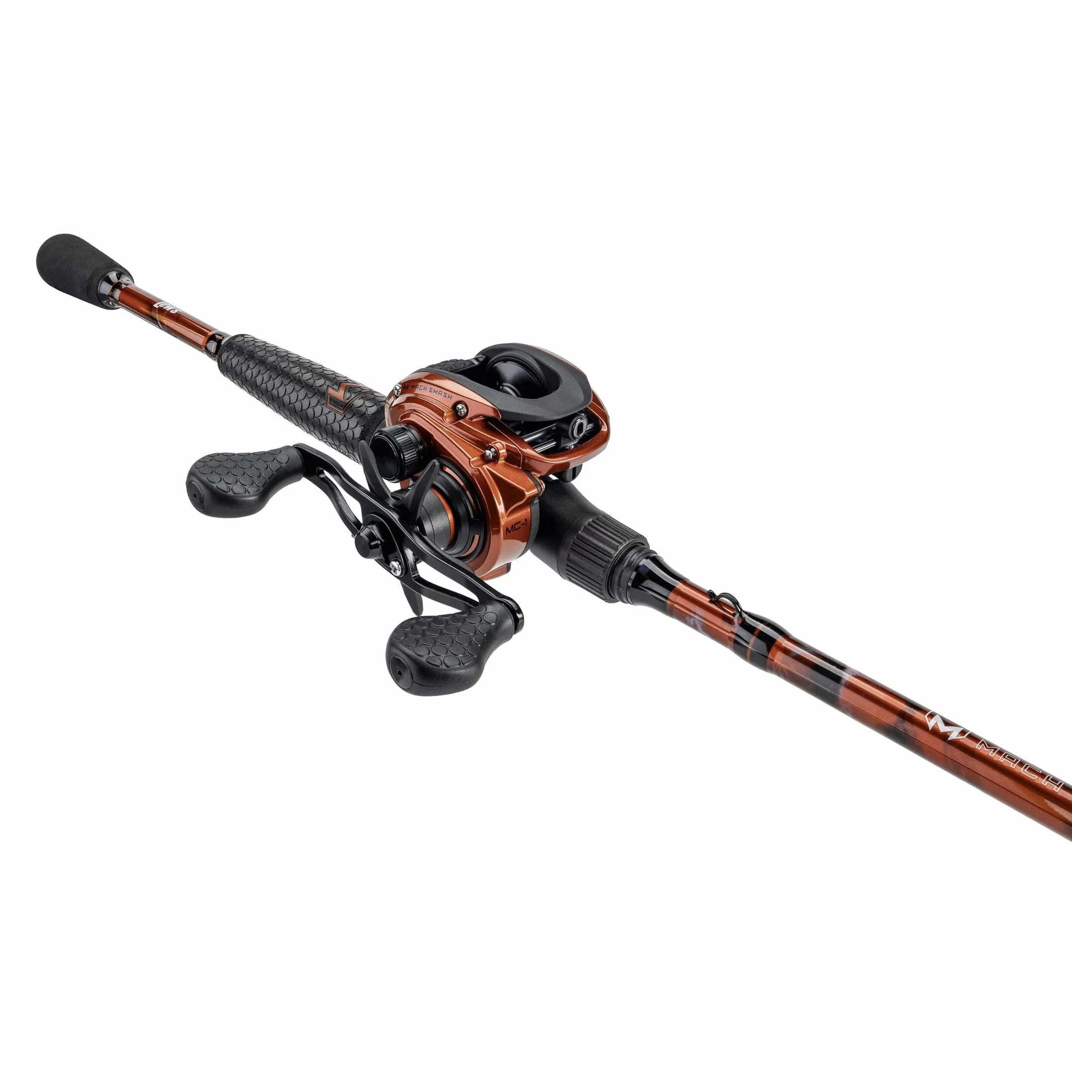 MACH Smash Baitcast Reel & Fishing Rod Combo, 7-Foot, 1-Piece Rod, RH Retrieve Reel