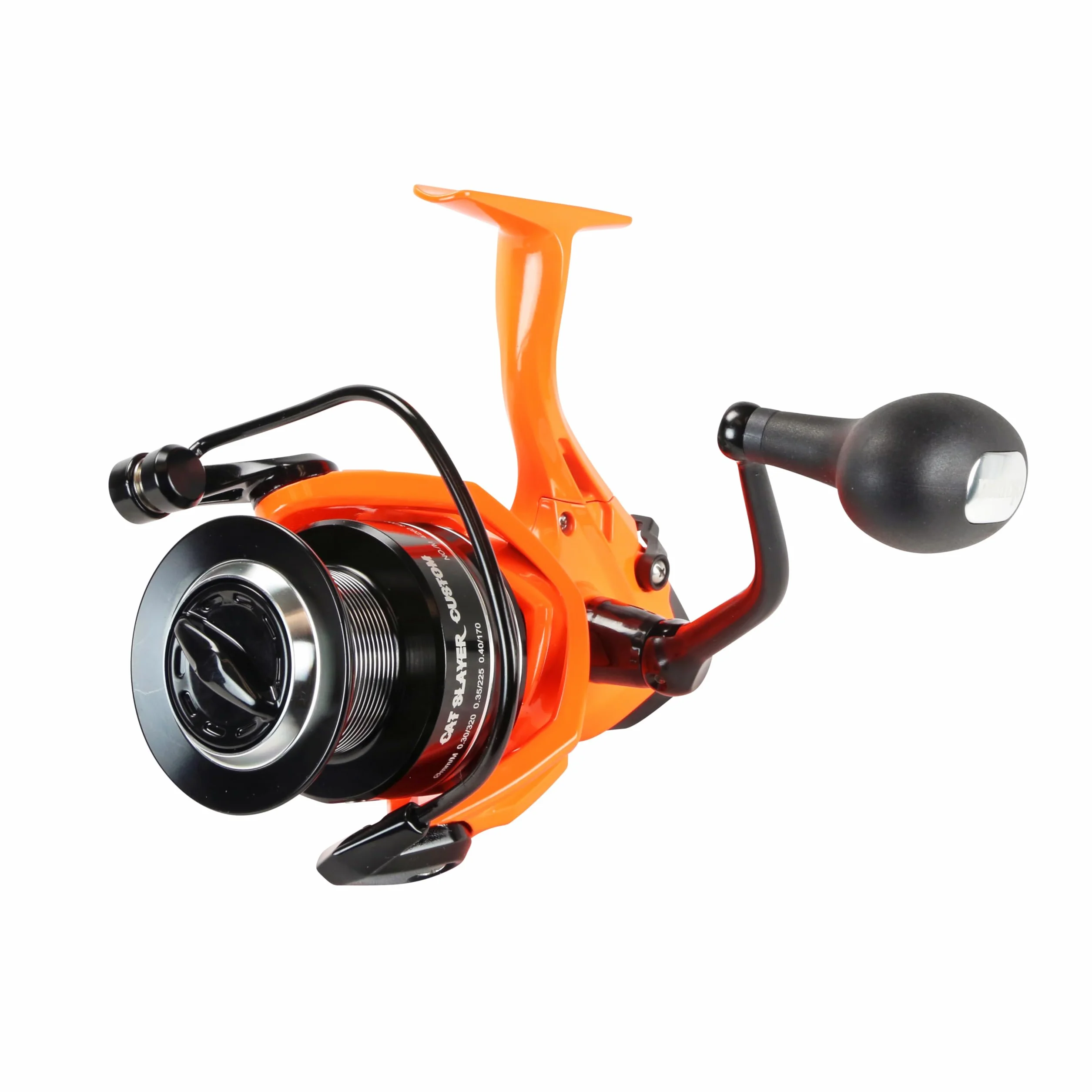 Cat Slayer Custom 6000 Baitfeeder Reel – Catfish Spinning Reel with Dual Force Drag, Flite Drive System & UV Reactive Neon Orange Finish, CSCF-6000NO