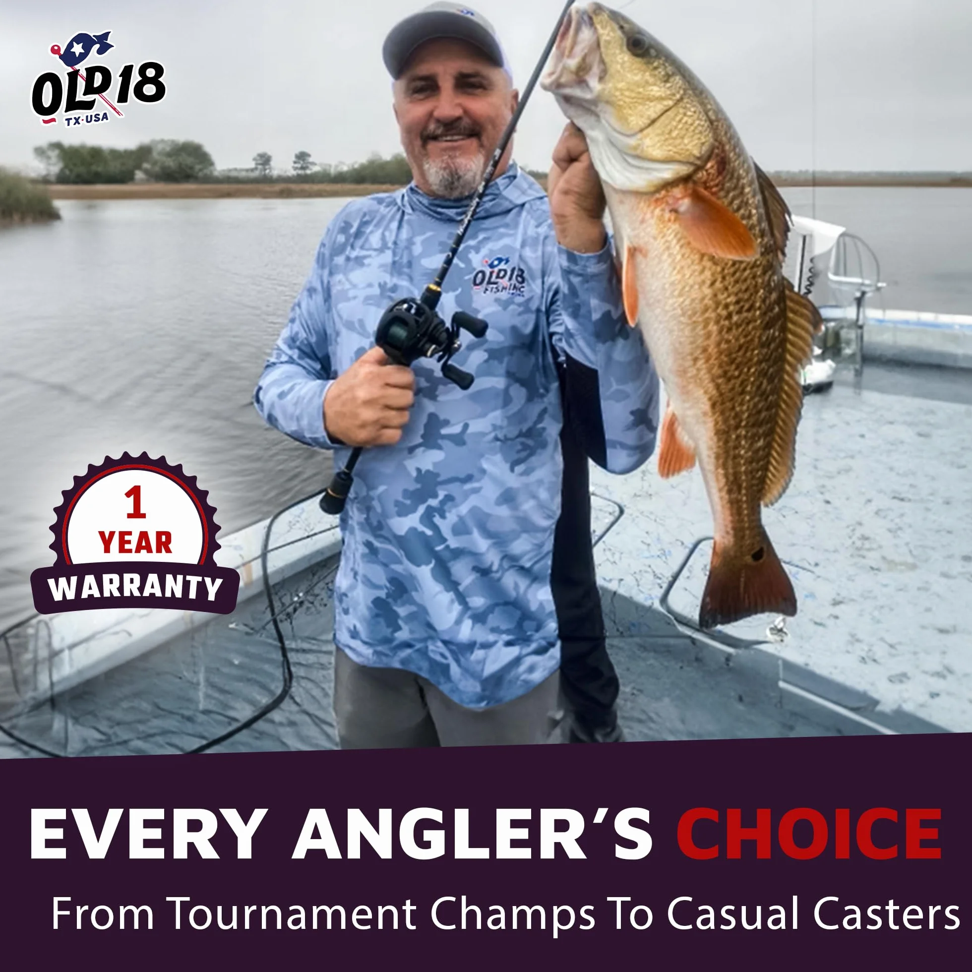 Kinetic Rod - 30-Ton Carbon, Enhanced Sensitivity for Precision Strikes, Coated Stainless Guides, Ideal for Freshwater and Inshore Species - Split Grip for Comfort