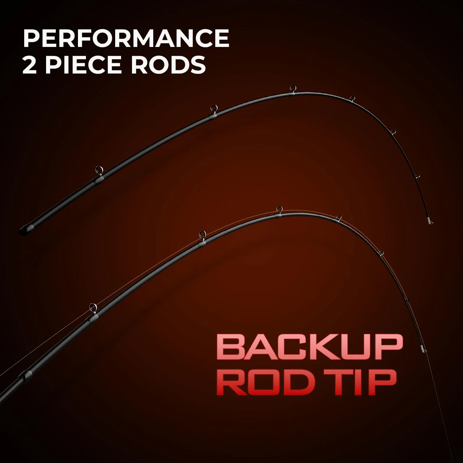 Brutus Twin-Tip Baitcaster Combo, Right-Hand, 6'0" M Rod | Twin-Tip Backup Rod, IM6 Graphite 2-Piece Rod, EVA Handle, Durable & Sensitive, Stainless Steel Guides, Freshwater Fishing