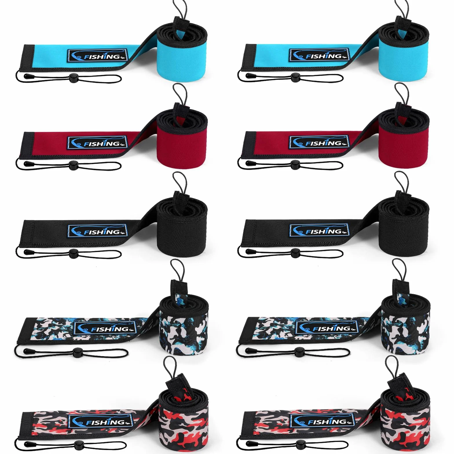 Neoprene Fishing Rod Sleeves, Protective Cover Rod Socks | Fishing Rod Covers for Casting, Spinning, Trolling Pole-with Hanging Loop & Lanyard- Floating, Puncture Resistant, Lightproof