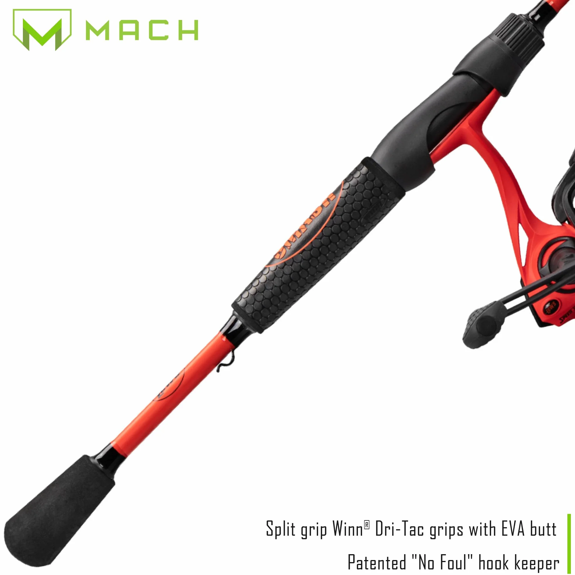 MACH Smash Spinning Reel and Fishing Rod Combo, high modulus graphite Blank Fishing Rod, Right or Left-Hand Retrieve, Split Grip Dri-Tac Handle and EVA Base