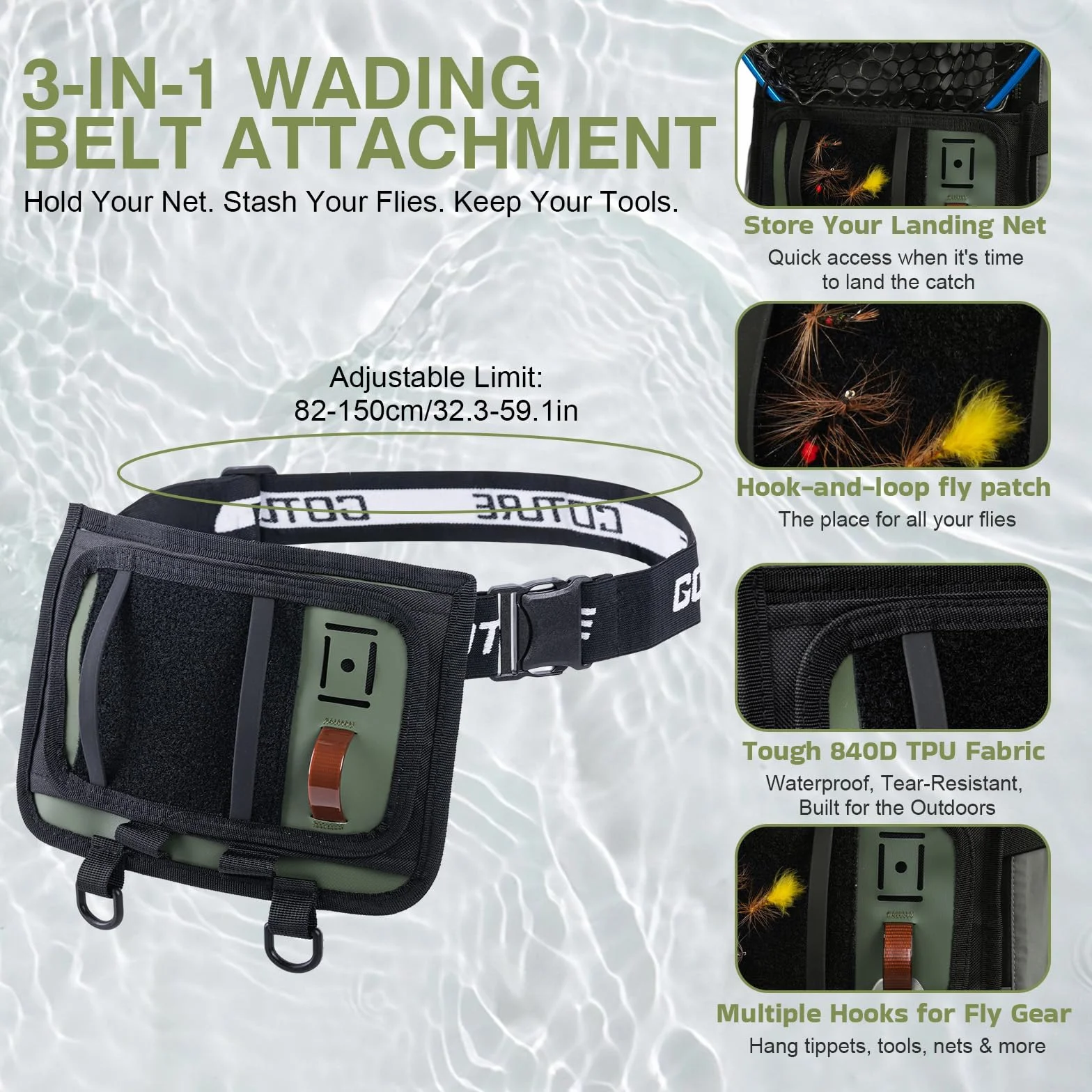 Goture 5-Layer Breathable Stocking Foot Waders & Waist Gear, 5 Sizes | Waterproof Fly Fishing Waders with Handwarmer, Multi-pockets, Waist Belt, Fishing Chest Wader for Men, Ready to Gift
