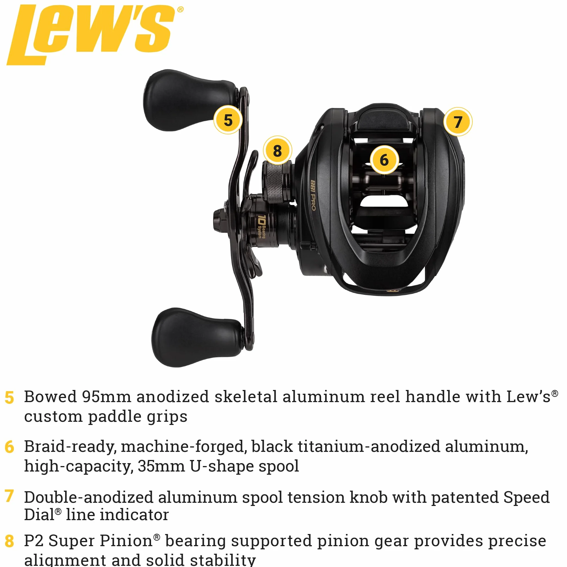 BB1 Pro Baitcast Fishing Reel, 10 Bearing System with Stainless Steel Double Shielded Ball Bearings