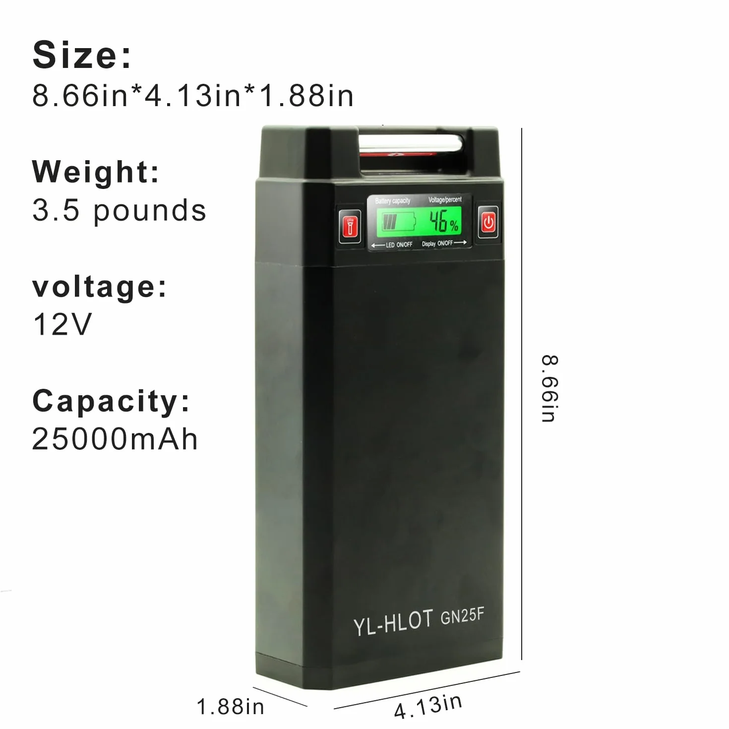 Extra Large Capacity Electric Reel Battery. Compatible with 12V Electric Fishing Reel. It is The Best Choice for Your Fishing All Day Long(12V 25000mAh).