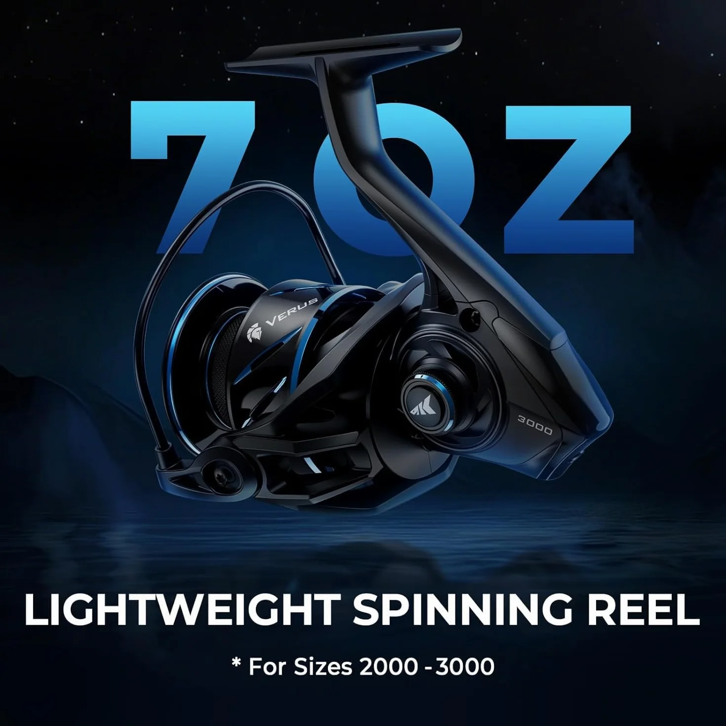 Verus Spinning Fishing Reels with Lightweight Nylitech Body | Max Drag: 22.1 lb, 10+1 BB, 10.4 oz, Aerodynamic Reel Rotor, 6.2:1 Gear Ratio, Freshwater & Saltwater Fishing