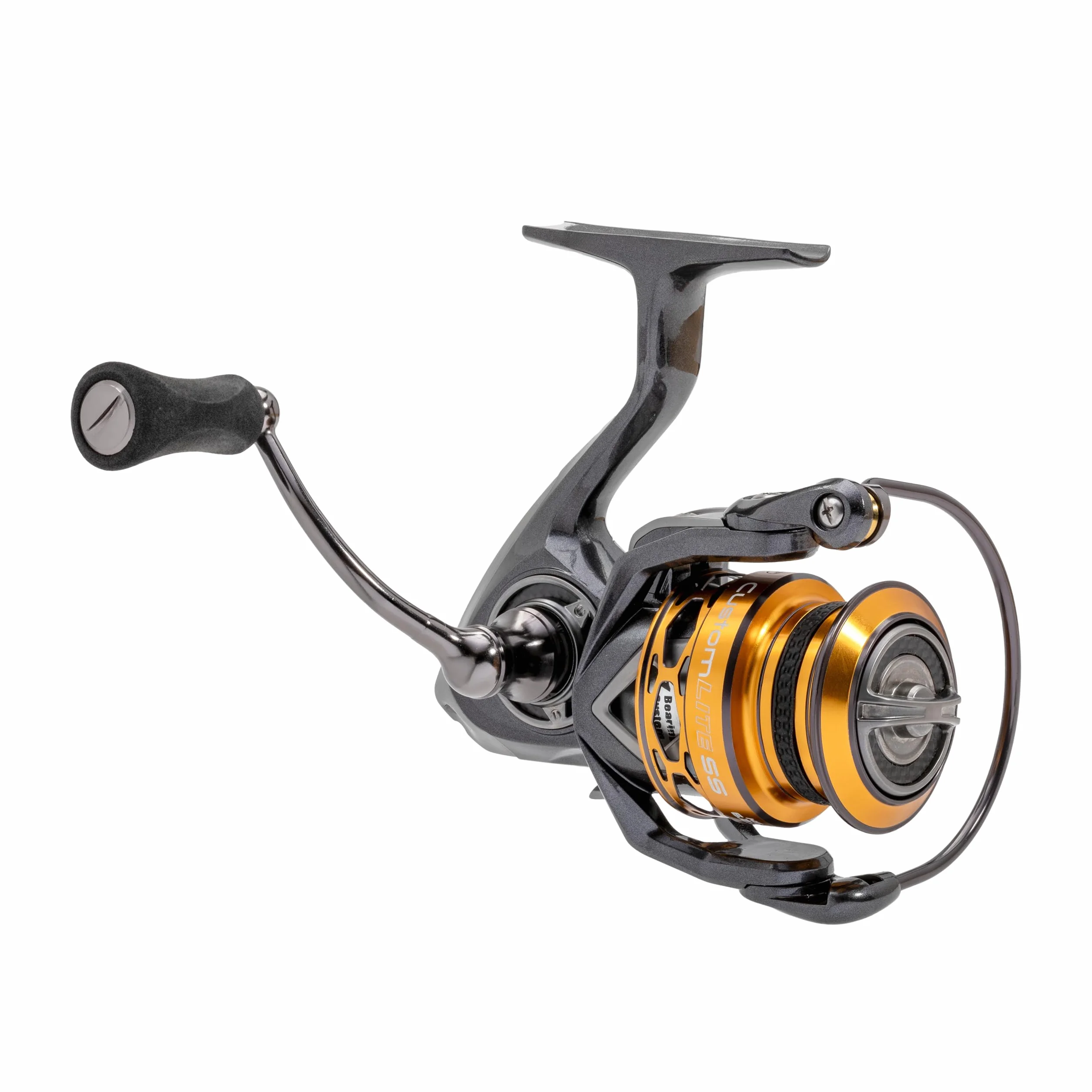 Custom Lite 200 SS Spinning Fishing Reel, Size 200 Reel, 10+1 Bearings, 6.2:1 Gear Ratio, Tanso Tech Frame, Shallow Spool, Aluminum Speed Gears, Hybrid Carbon Drag, Reversible Retrieve, Gray