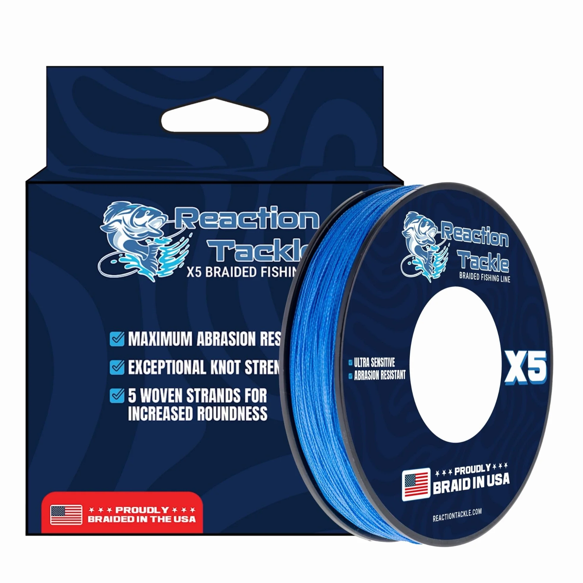 Braided in the USA Fishing Line, Abrasion Resistant Superline for Bass, Walleye and Catfish, Freshwater and Saltwater