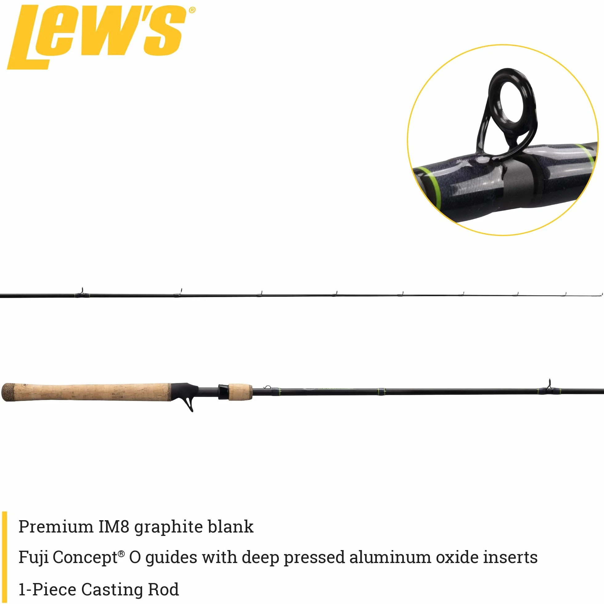 Speed Stick Casting Fishing Rod, 7-Foot 3-Inch 1-Piece IM8 Graphite Blank with Concept O Guides, Medium-Heavy Power Fast Action
