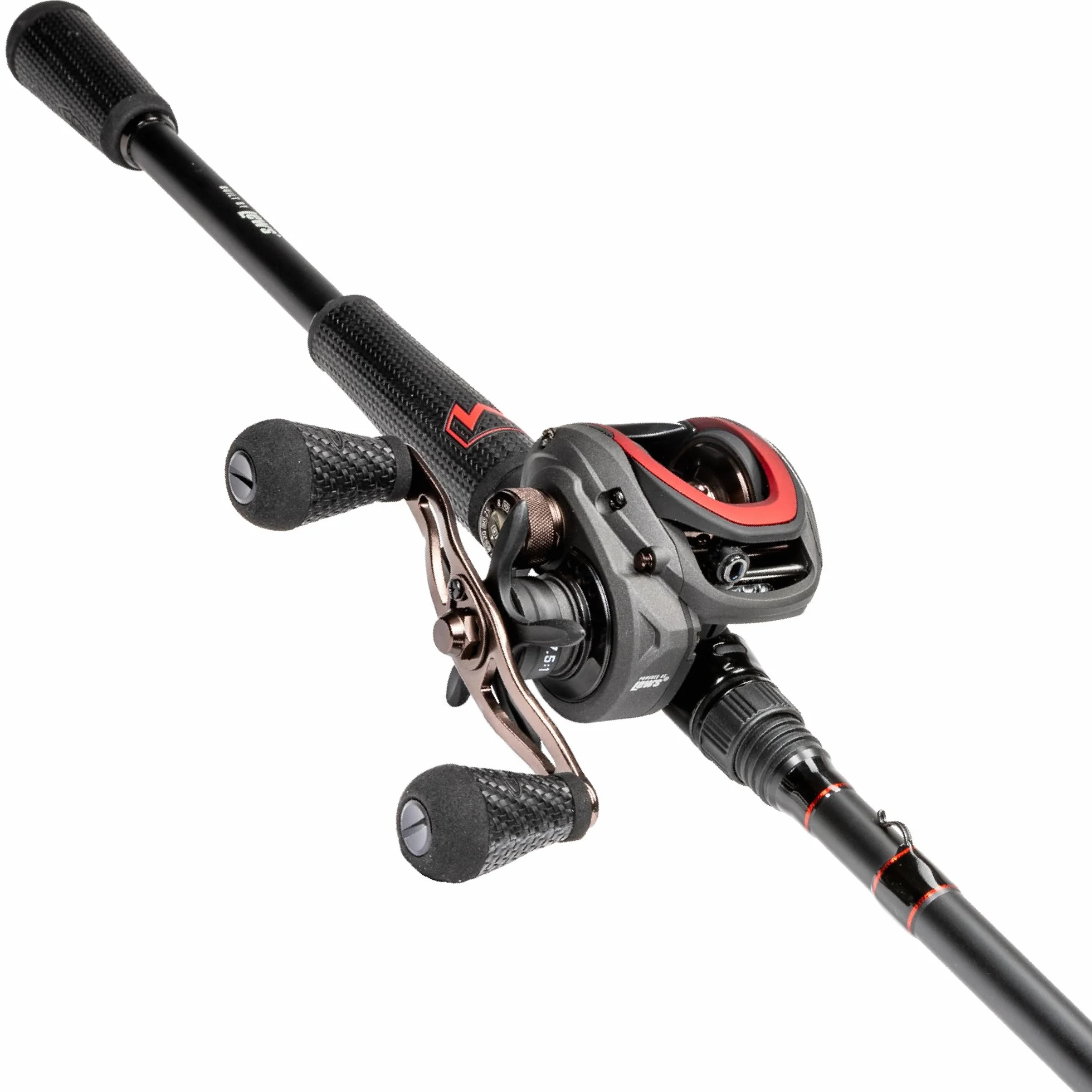 MACH Jacked Baitcast Reel and Fishing Rod Combo, HM50 Graphite Rod, Carbon Fiber Drag System, 7.5:1 Gear Ratio