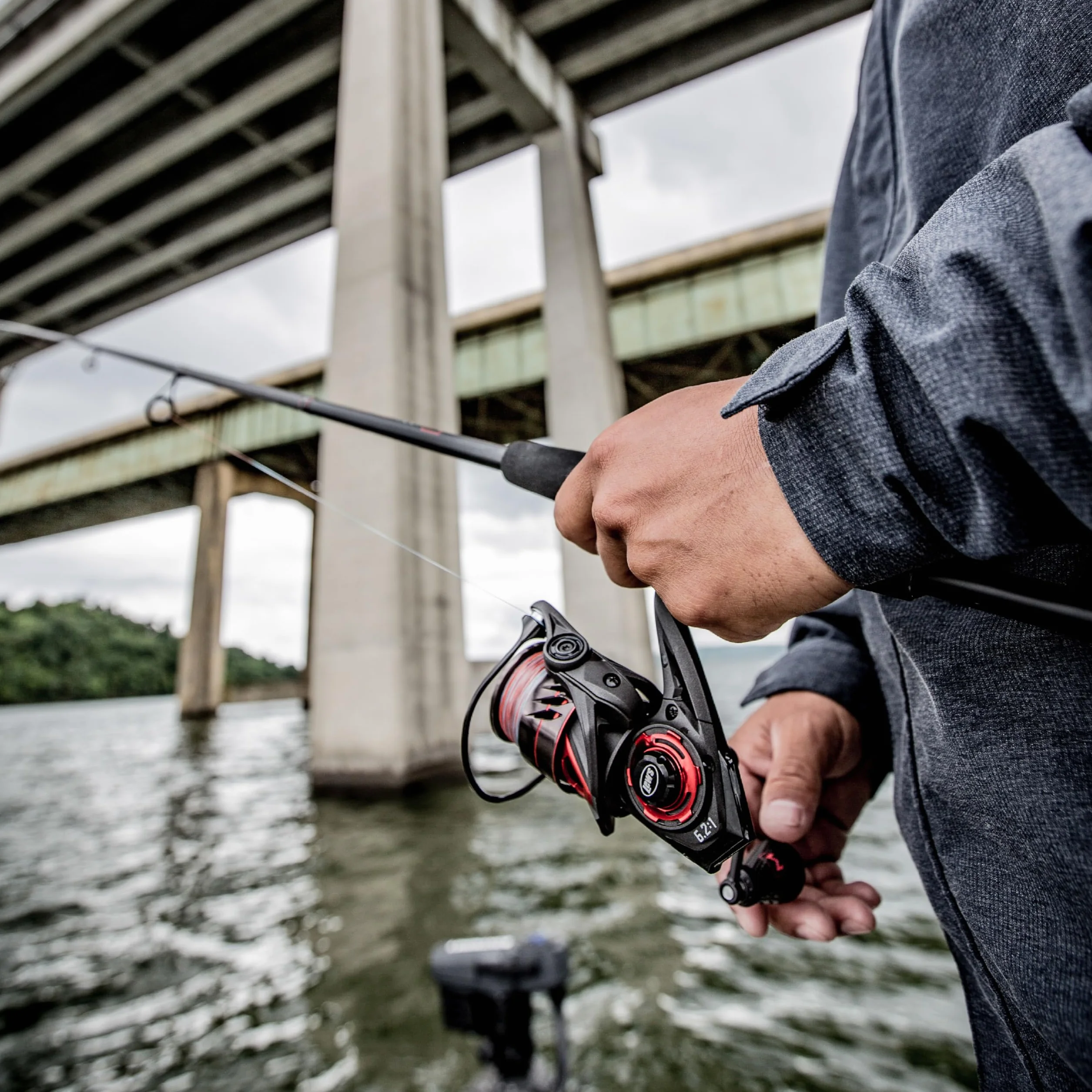 MACH Jacked Spinning Reel and Fishing Rod Combo, 7-Foot, 1-Piece HM50 Graphite Rod, Light Power with Fast Action, Size 100 Reel