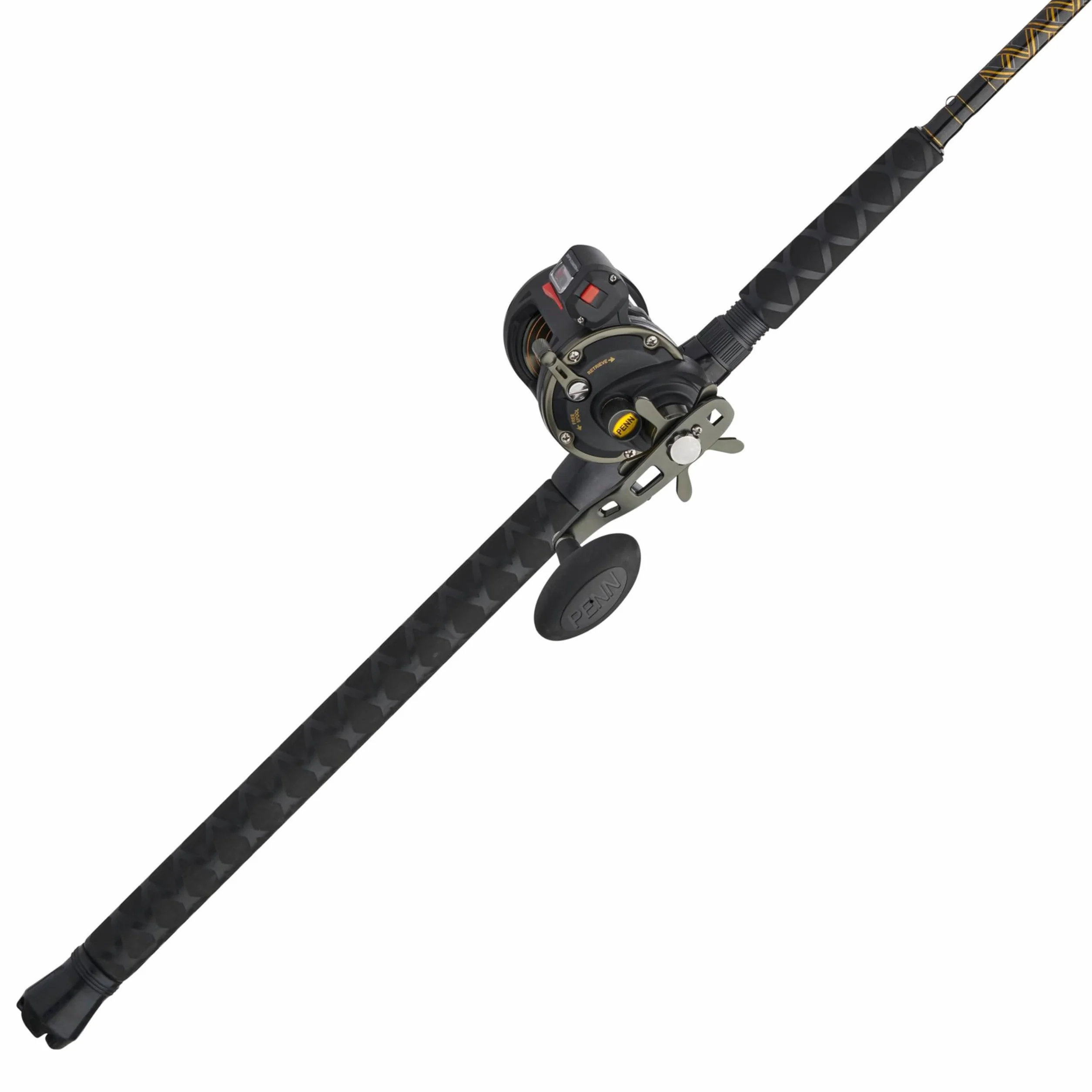 Squall II Level Wind Conventional Reel and Fishing Rod Combo, Black/Gold