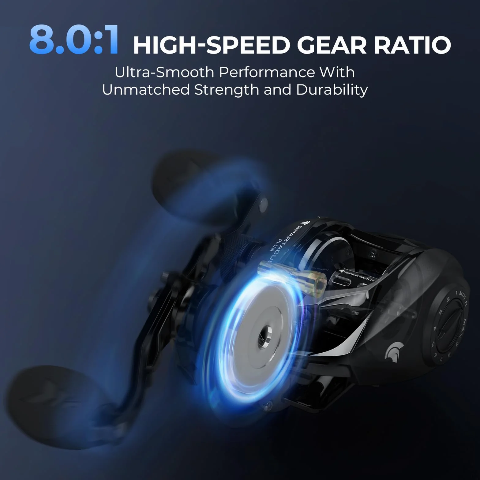 Baitcasting Combo, Left Hand 8.0:1 Casting Reel & 7'0" M Fast Twin-Tip Fishing Rod, IM6 Graphite 2-Pcs Rod with Extra Tip Section, DualBalance Magnetic Braking System