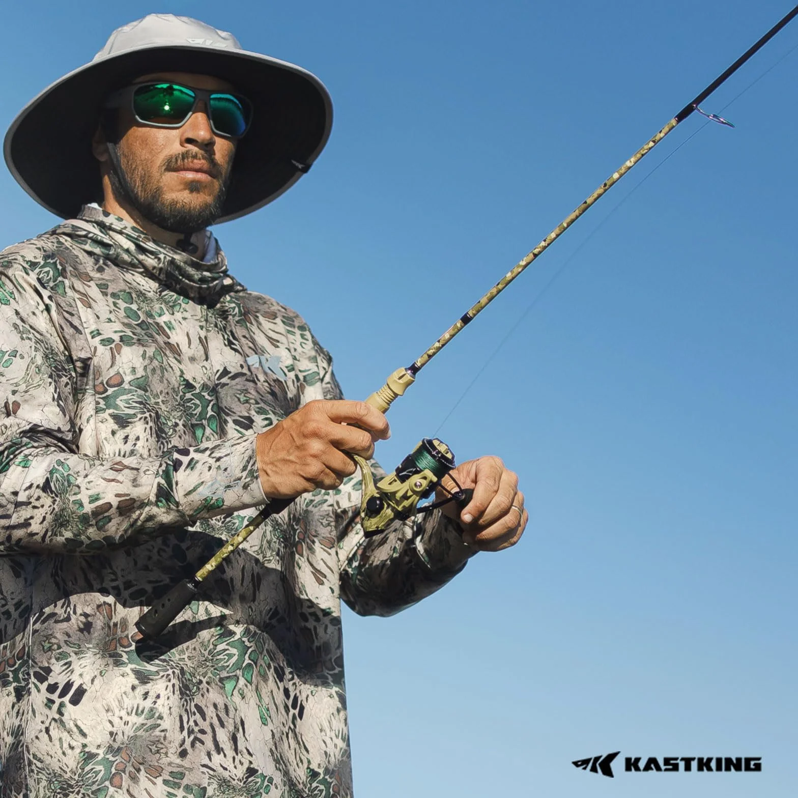 Spartacus Defender Twin-Tip Fishing Rod and Reel Combo | Baitcaster & Spinning Combo, 2-Piece Rod, Extra Tip, IM7 Graphite Blanks, Camouflage Finish, Freshwater Fishing