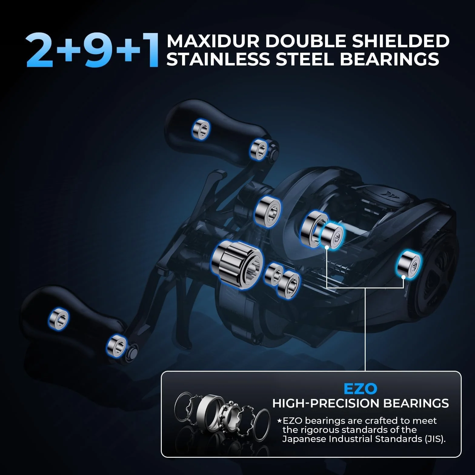 Mg-Ti Elite Baitcasting Fishing Reels with Magnesium Body Frame | Max Drag: 18.0 lb, 2+9+1 BB, 5.0 oz, True Titanium Spool, Halo Vortex Magnetic Braking, 8.1:1 Gear Ratio, Palm Perfect