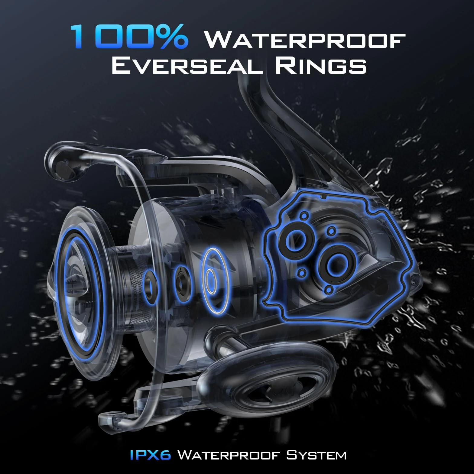Saltwater Spinning Fishing Reels | Max Drag: 55 lb, Aluminum Frame, IPX6 Waterproof, Corrosion-Resistant Bearing System, Big Game, For Saltwater