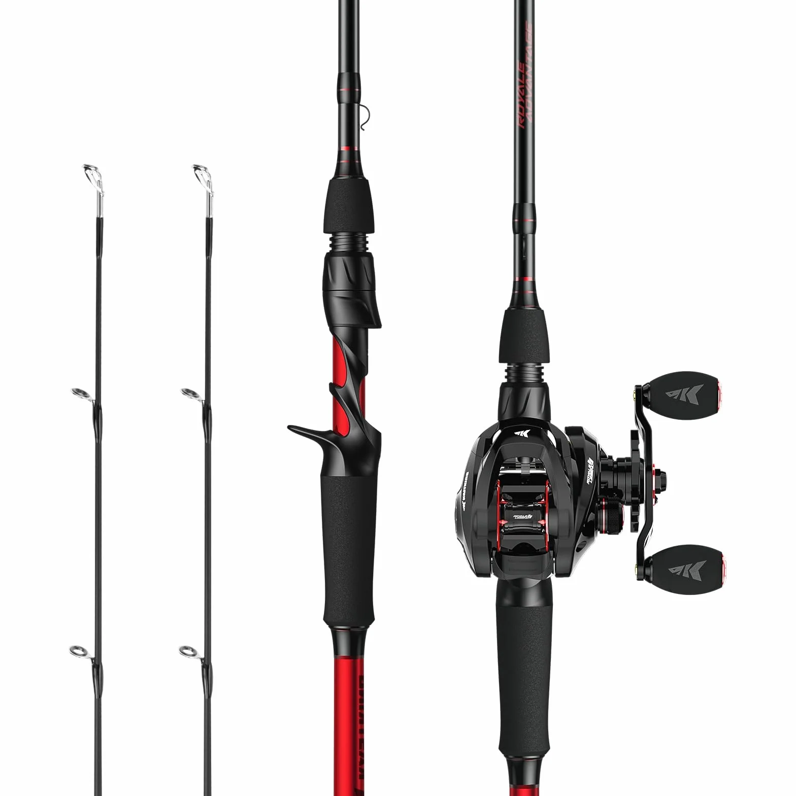 Twin Tip Fishing Rod and Reel Combo, 5.4:1 Gear Ratio, Right Hand Casting Reel, 7'0'' MH Power Casting Rod