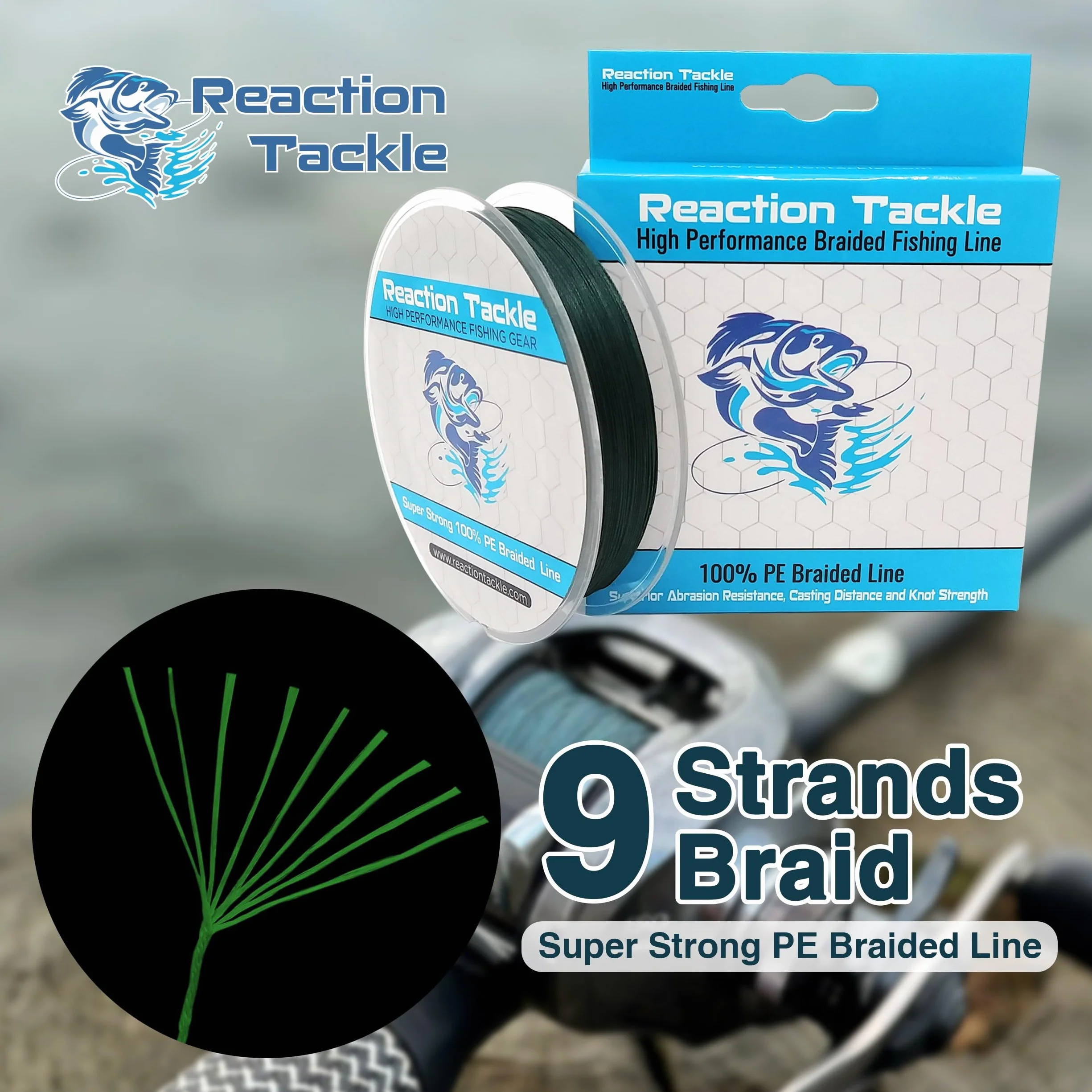 9 Strand Braided Fishing line- High Strength and Long Casting - Smooth with Zero Stretch and Abrasion Resistant- Fresh or Saltwater Fishing