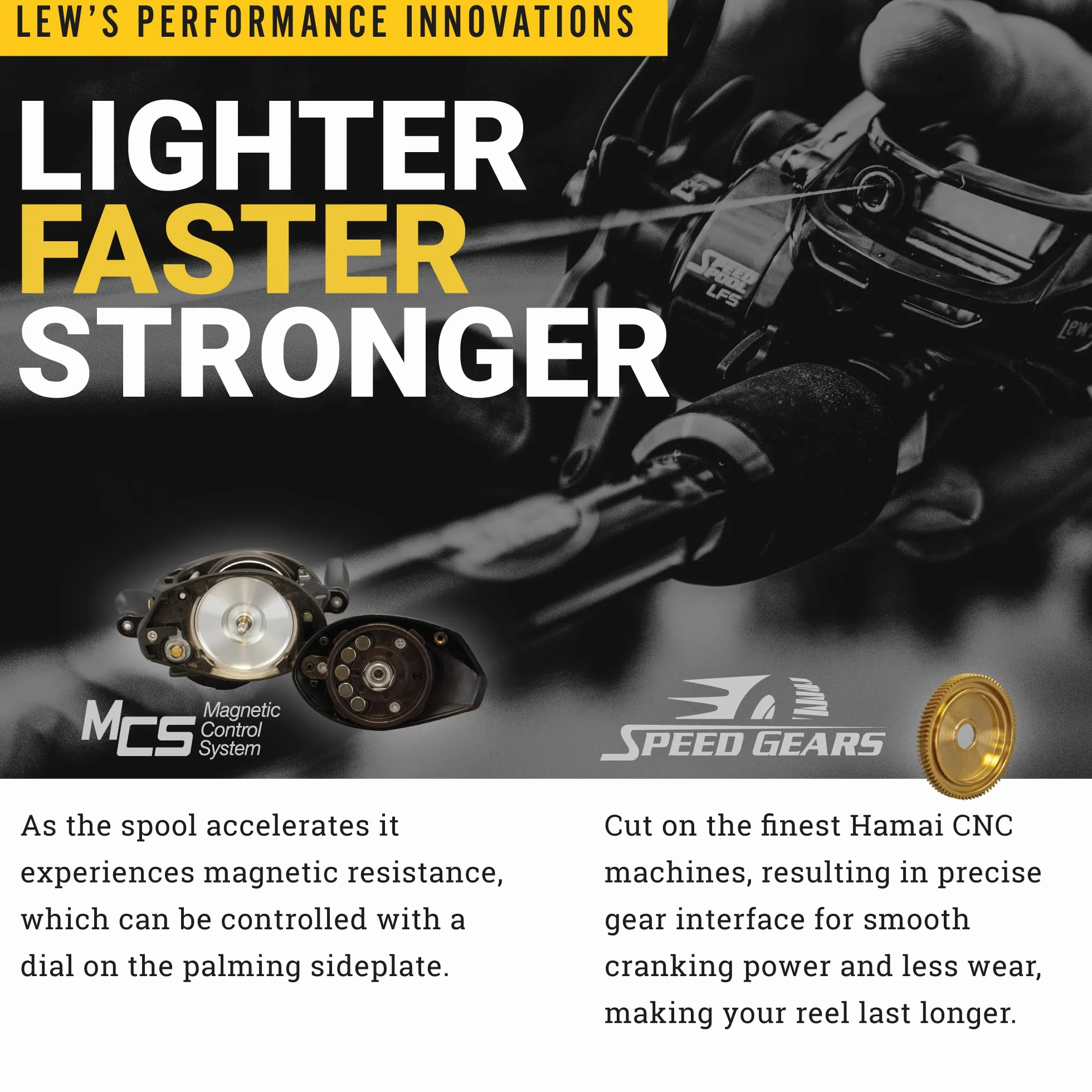 Laser MG Baitcast Fishing Reel, Super Low Profile