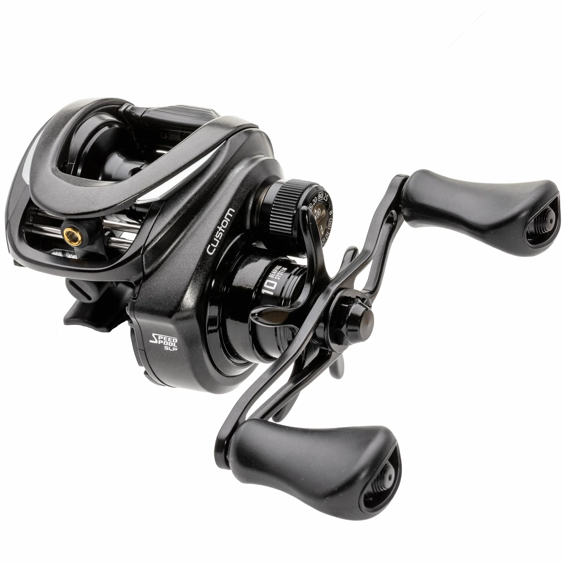 Custom Baitcast Fishing Reel, 9+1 Bearings, Aluminum Frame and Sideplates, ParaMag RX Brake, Carbon Fiber Drag, Speed Gears, Black/Silver