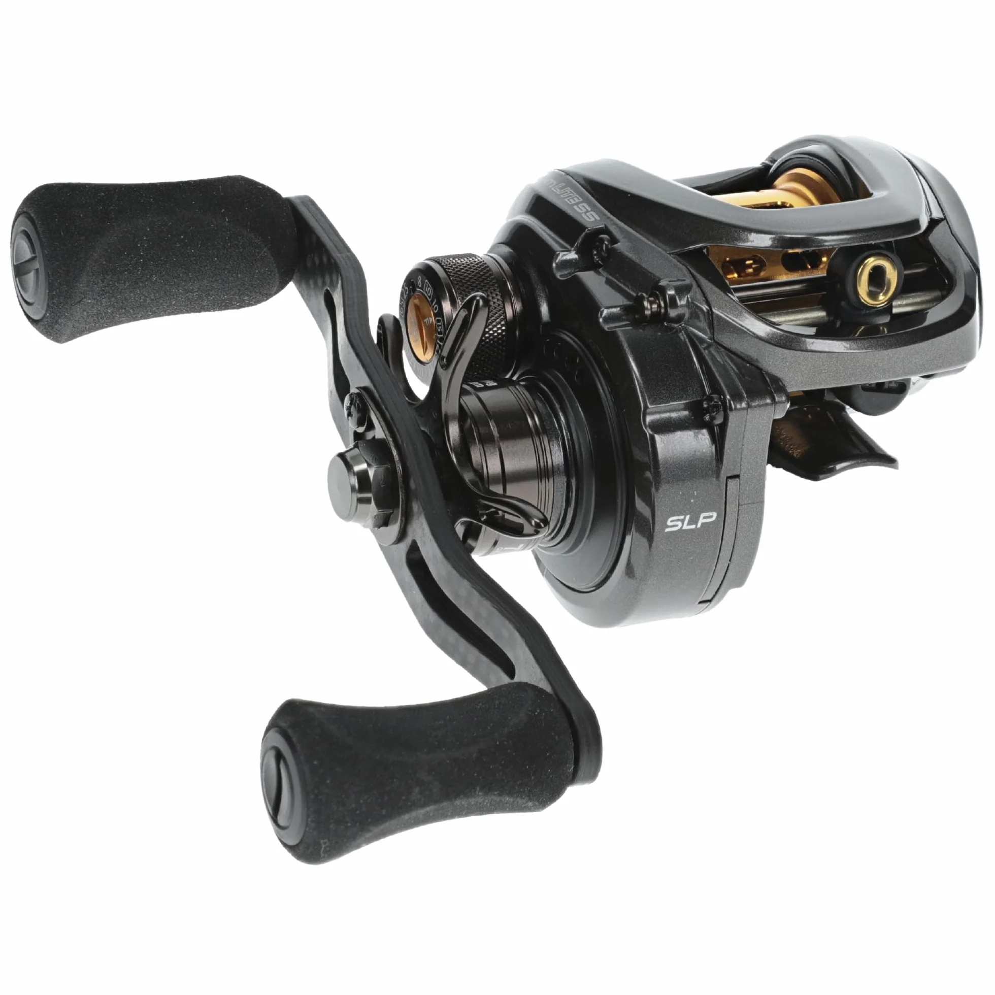 Custom Lite SS Baitcast Fishing Reel, 10+1 Double Shielded Bearings, 7.5:1 Gear Ratio, Super Shallow 30 mm Spool, Tanso Tech Frame, Carbon Fiber Drag, Carbon Gray